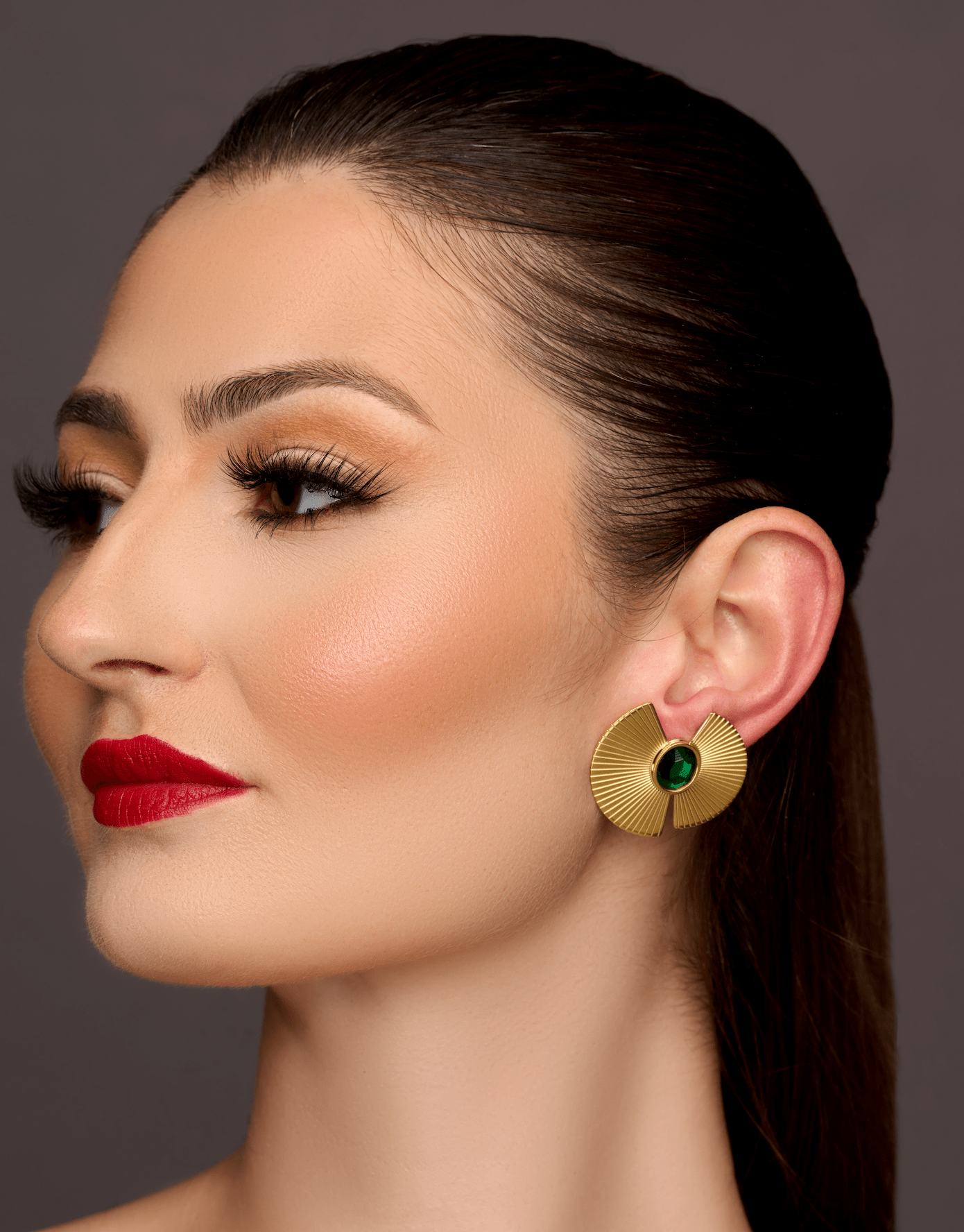 Elegant Glam Flower Designed Alloy Green Rhinestone Stud Earrings - Fatisha Boutique