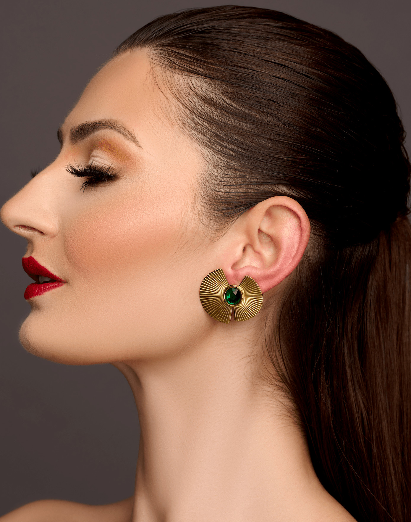 Elegant Glam Flower Designed Alloy Green Rhinestone Stud Earrings - Fatisha Boutique