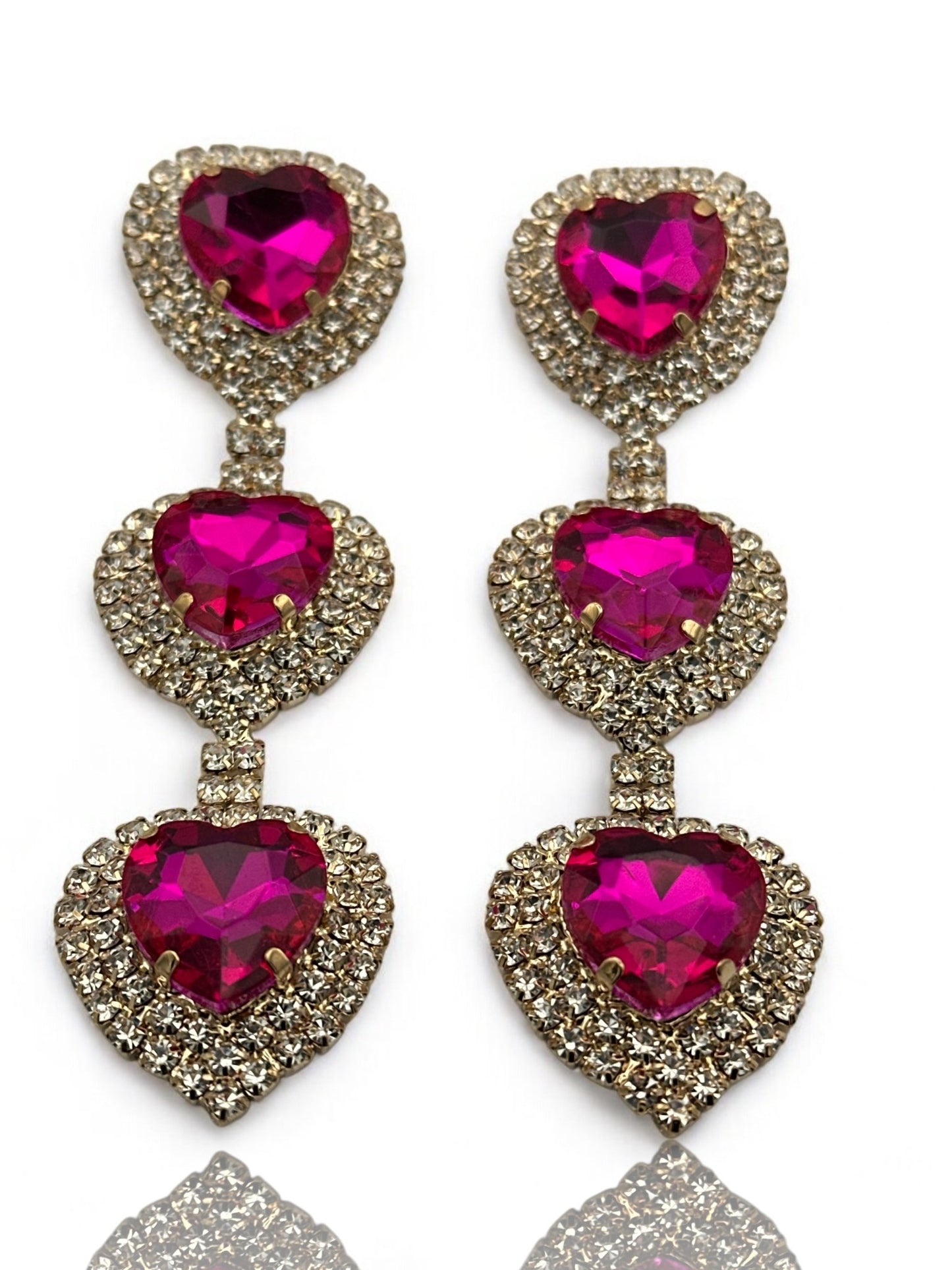 Elegant Heart - Shaped Drop Earrings – Crystal & Pink Variants - Fatisha Boutique