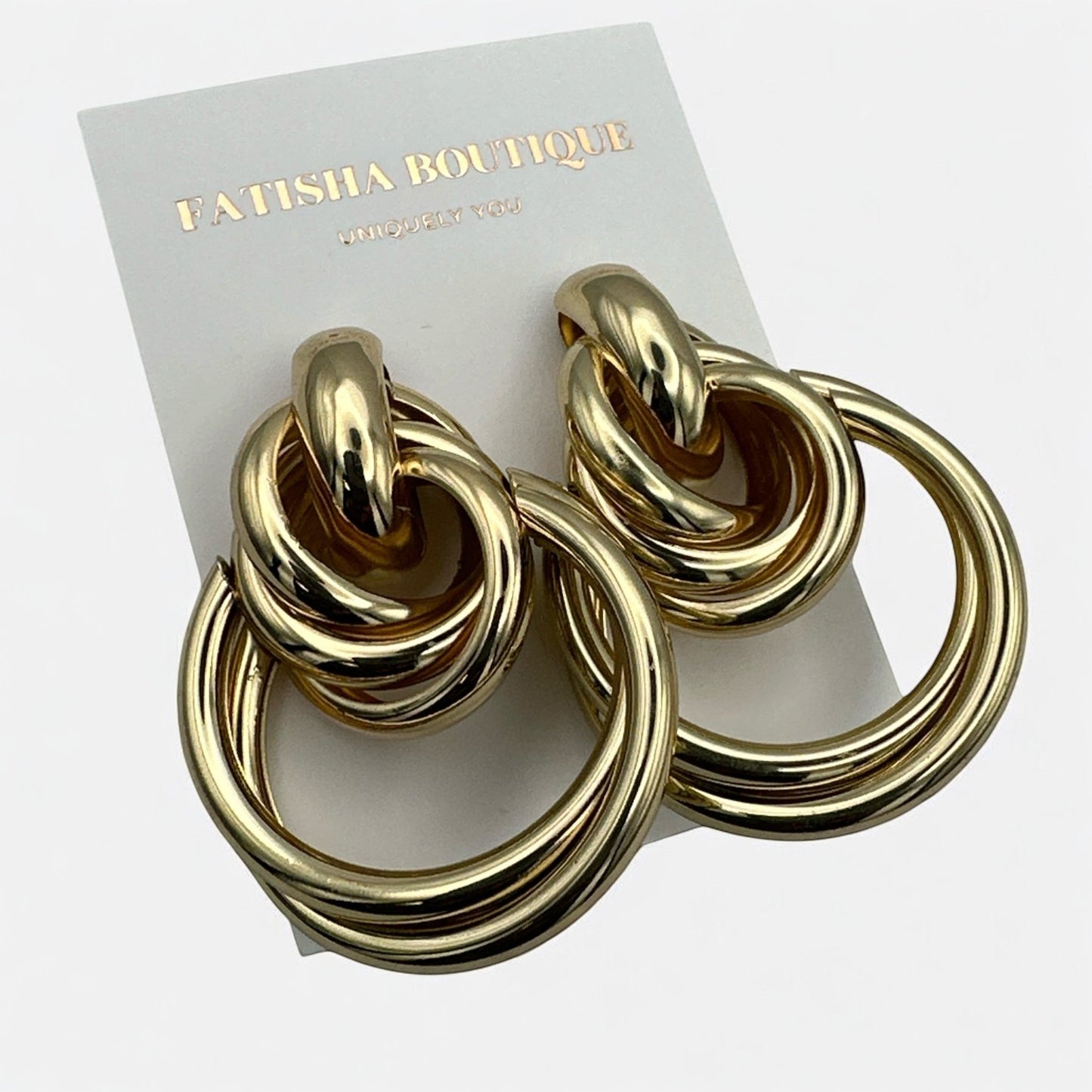 Elegant Linked Hoop Earrings – Bold Modern Statement in Gold or Silver - Fatisha Boutique
