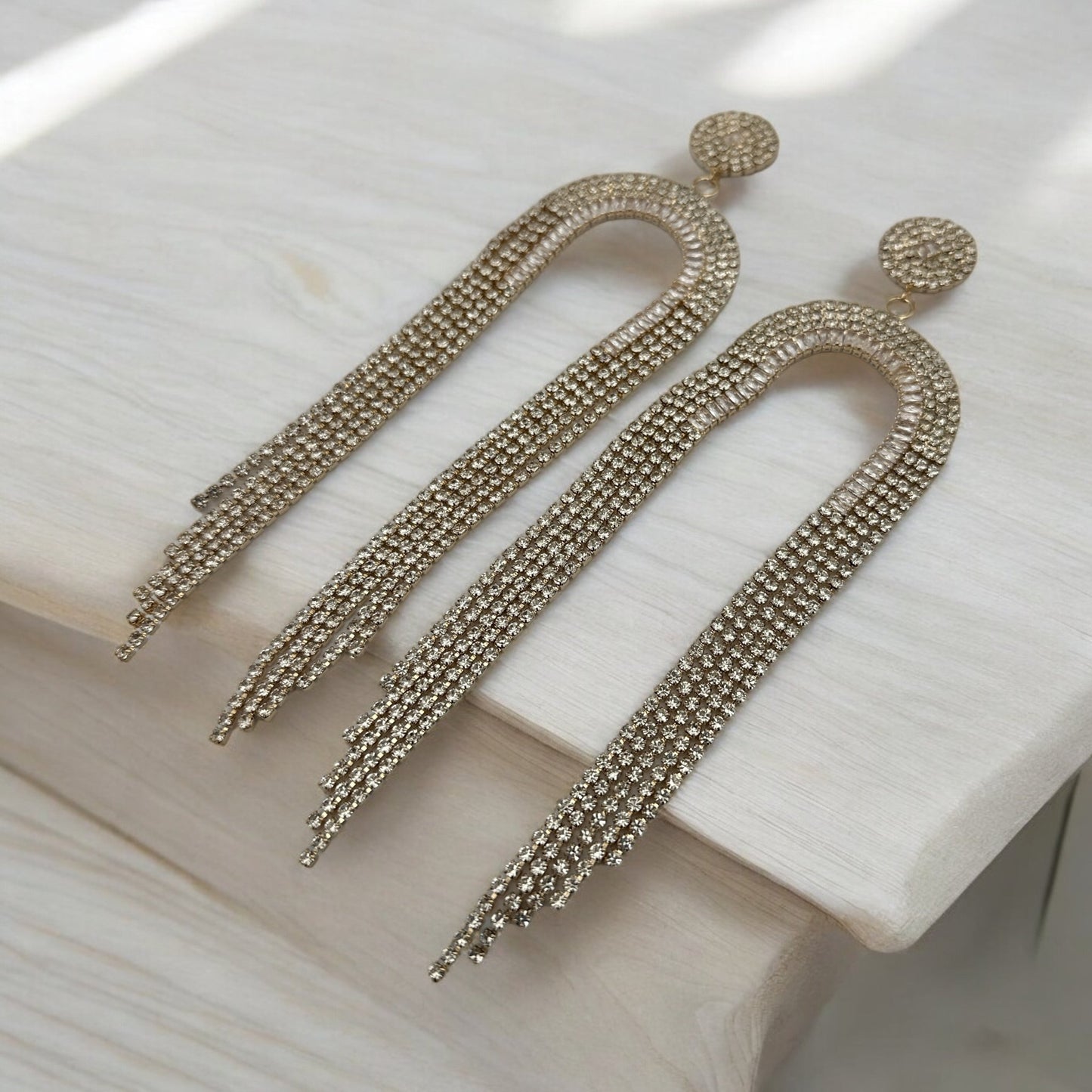 Elegant Long Crystal Fringe Statement Dangle Earrings - Fatisha Boutique