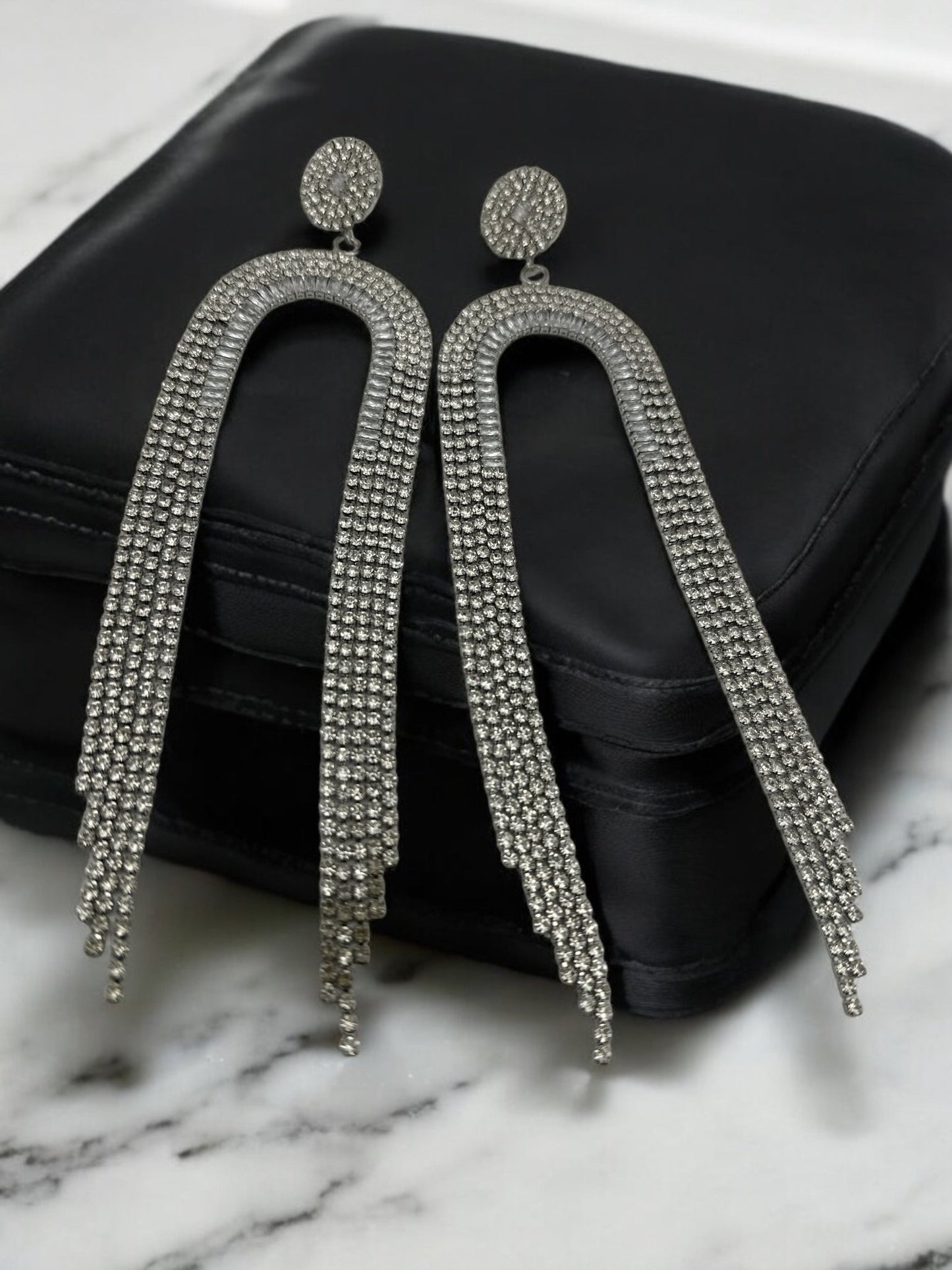 Elegant Long Crystal Fringe Statement Dangle Earrings - Fatisha Boutique