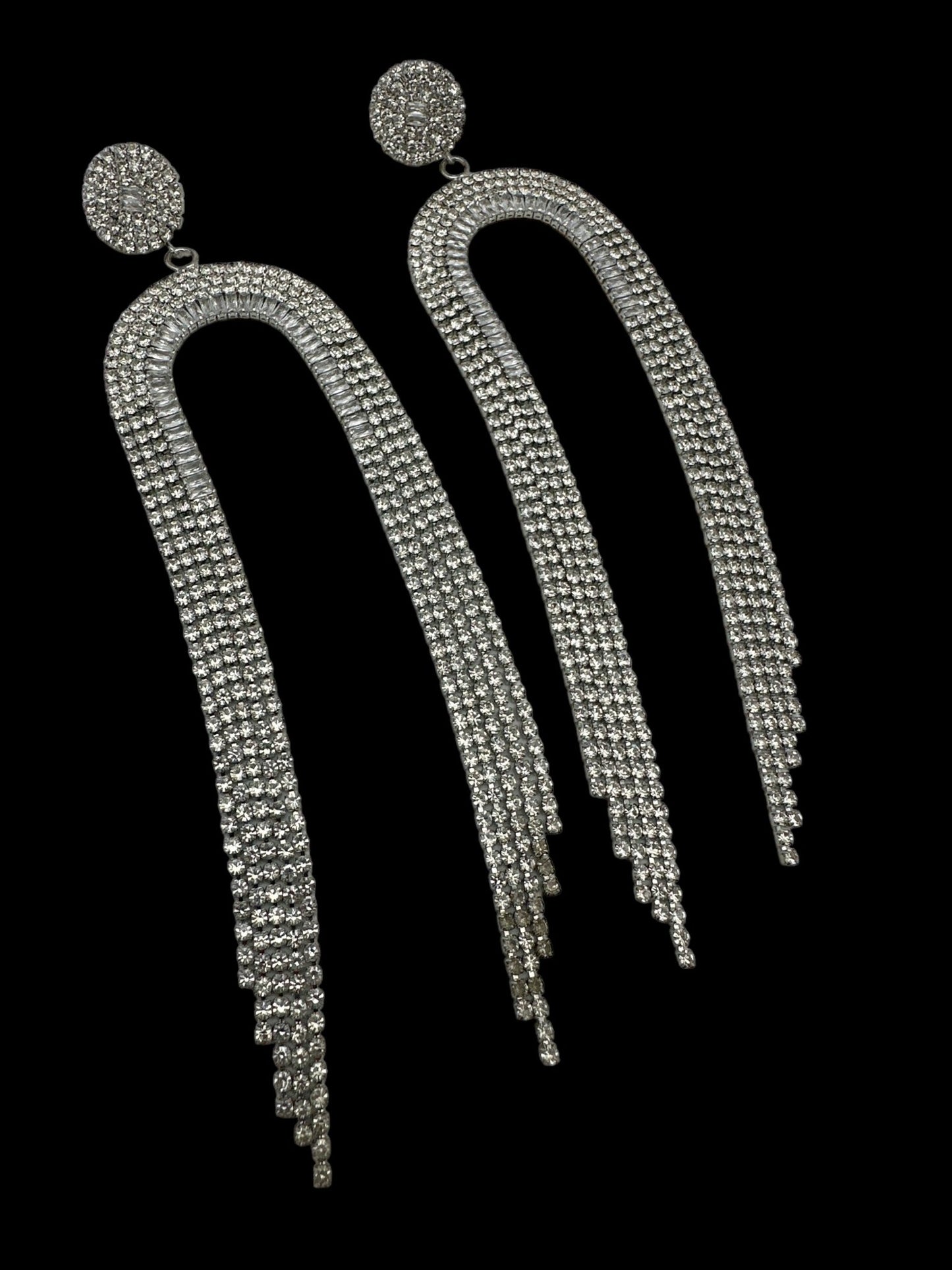 Elegant Long Crystal Fringe Statement Dangle Earrings - Fatisha Boutique