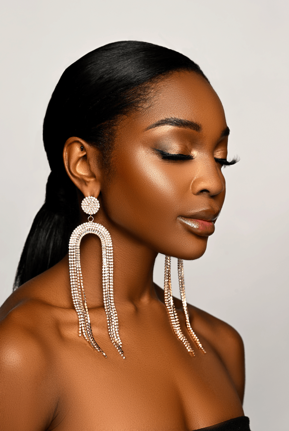 Elegant Long Crystal Fringe Statement Dangle Earrings - Fatisha Boutique