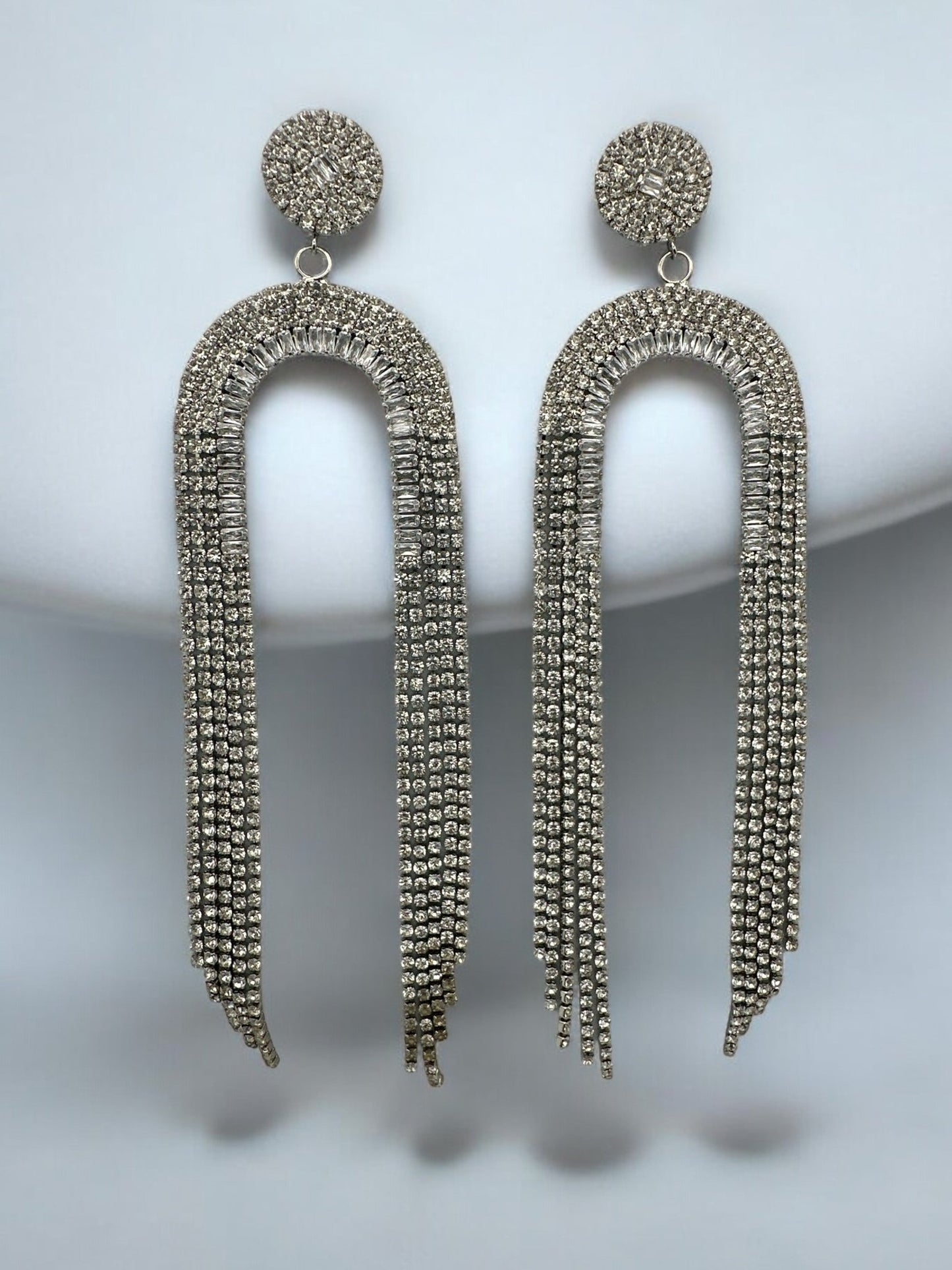 Elegant Long Crystal Fringe Statement Dangle Earrings - Fatisha Boutique