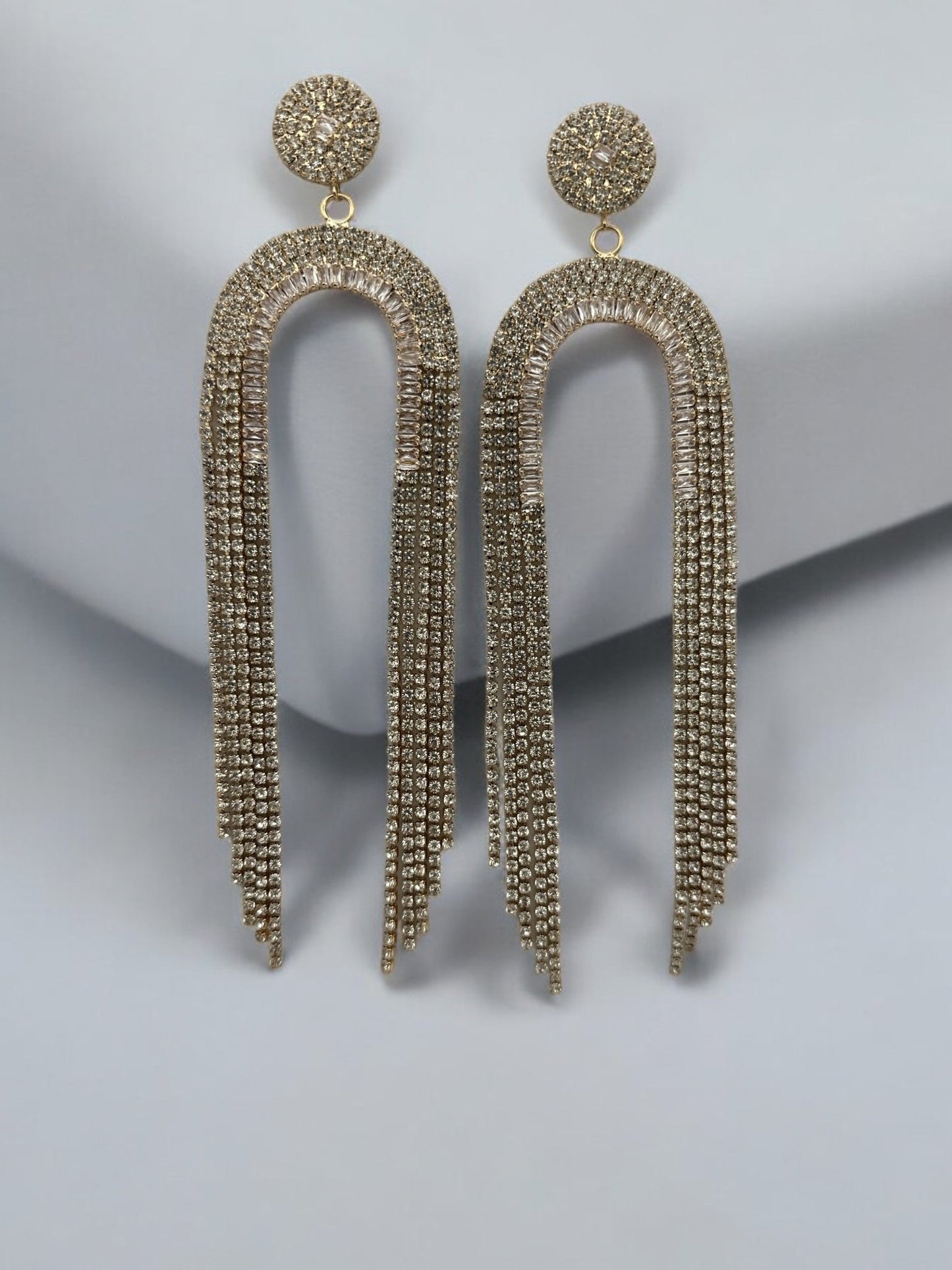 Elegant Long Crystal Fringe Statement Dangle Earrings - Fatisha Boutique