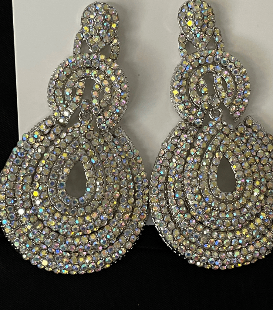 Elegant Long Glamorous Statement Diamante Rhinestone Dangle Earrings - Fatisha Boutique