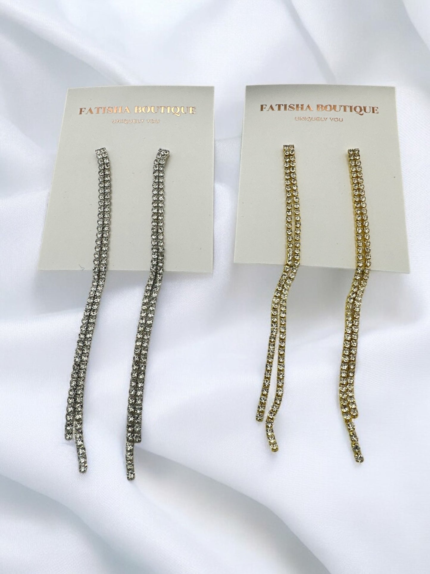 Elegant Long Rhinestone Earrings – Statement Jewellery for Any Occasion - Fatisha Boutique