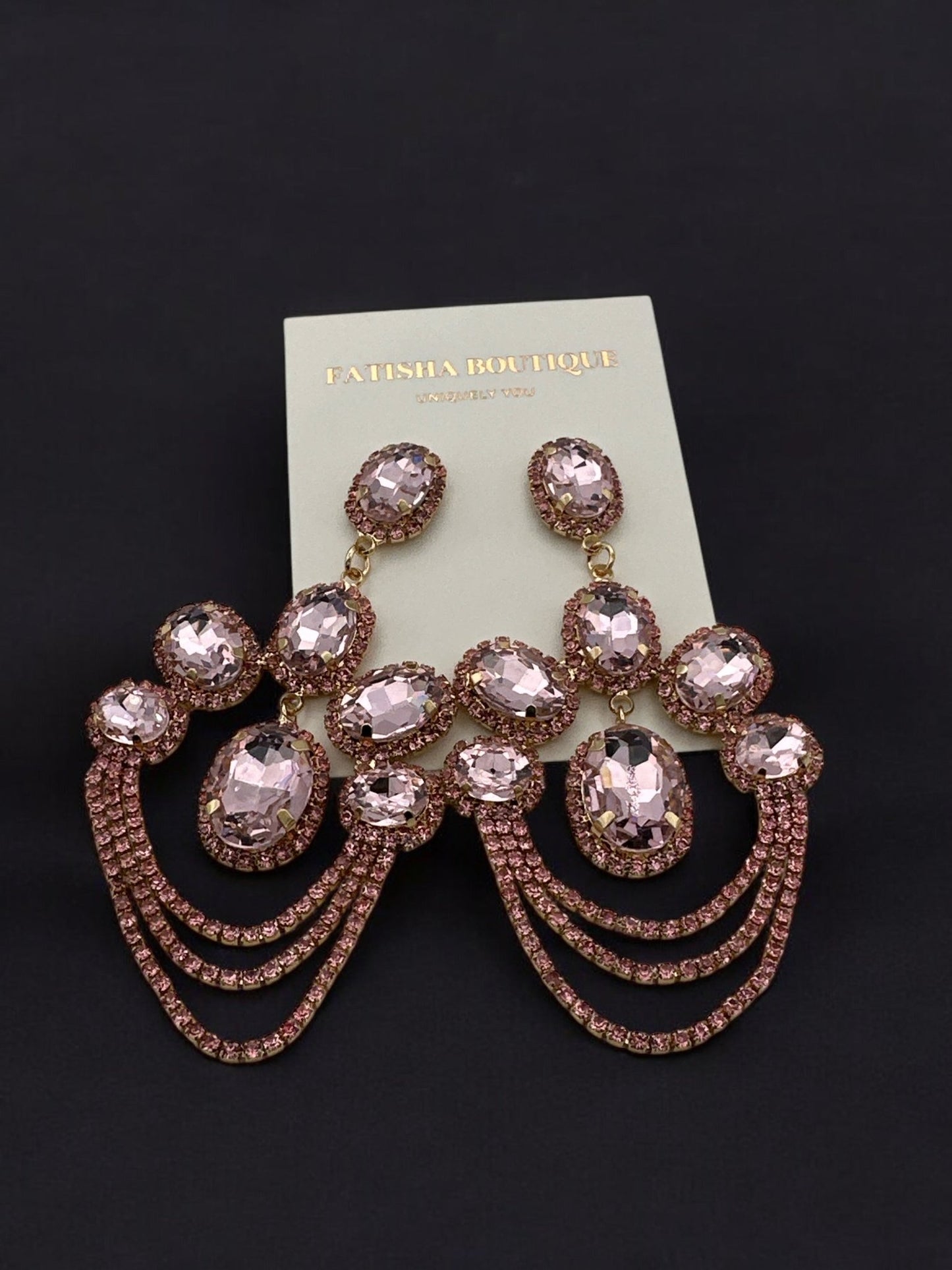 Elegant Luxurious Diamante Rhinestone Sparkle Tassels Statement Earrings - Fatisha Boutique