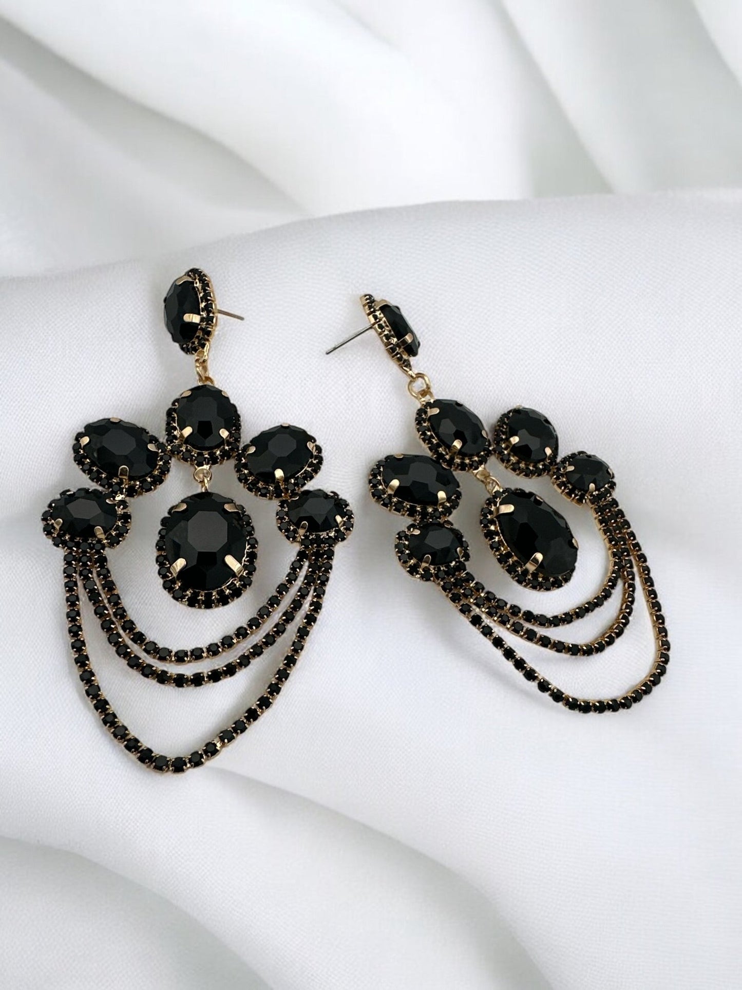Elegant Luxurious Diamante Rhinestone Sparkle Tassels Statement Earrings - Fatisha Boutique