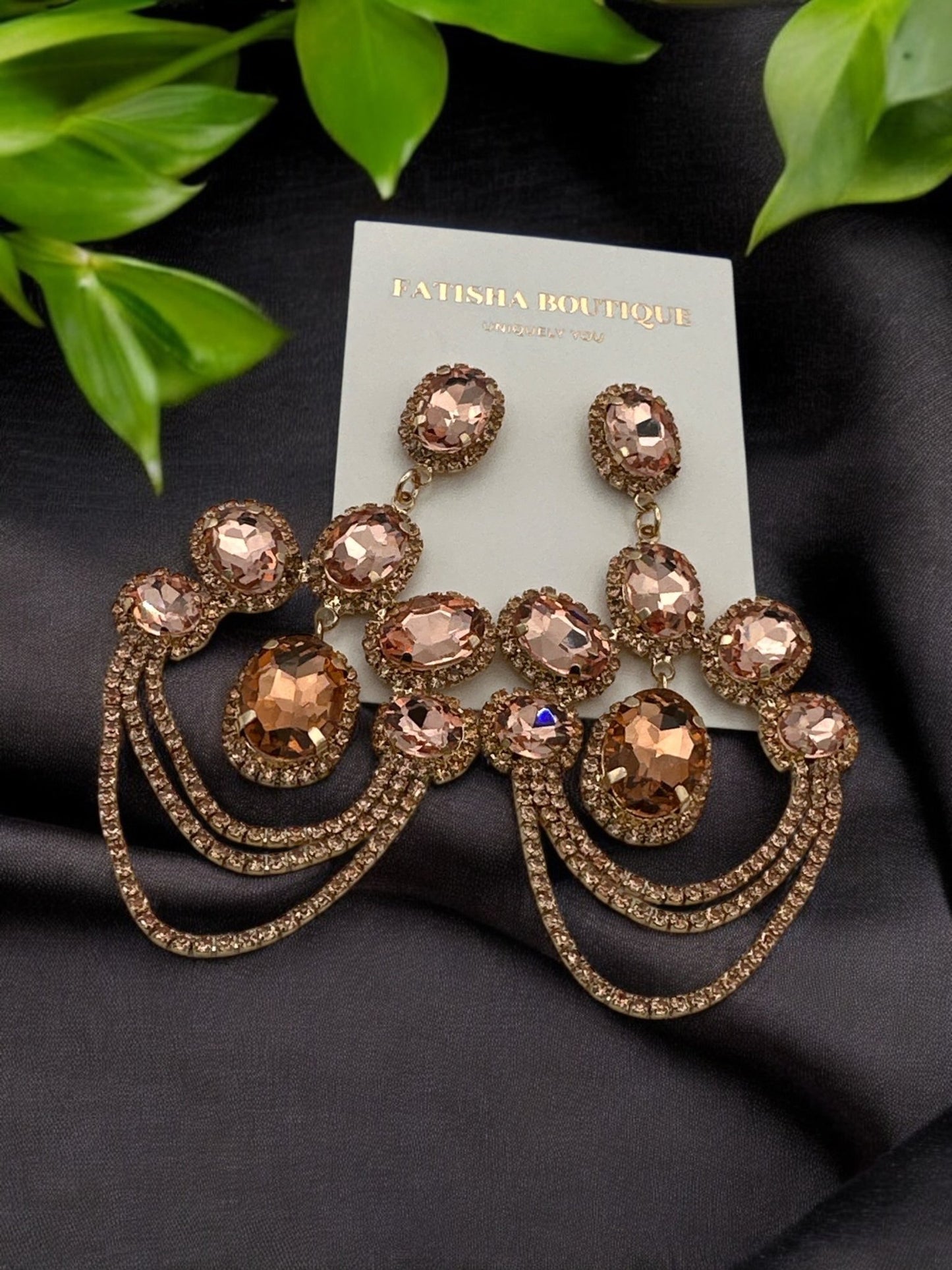 Elegant Luxurious Diamante Rhinestone Sparkle Tassels Statement Earrings - Fatisha Boutique