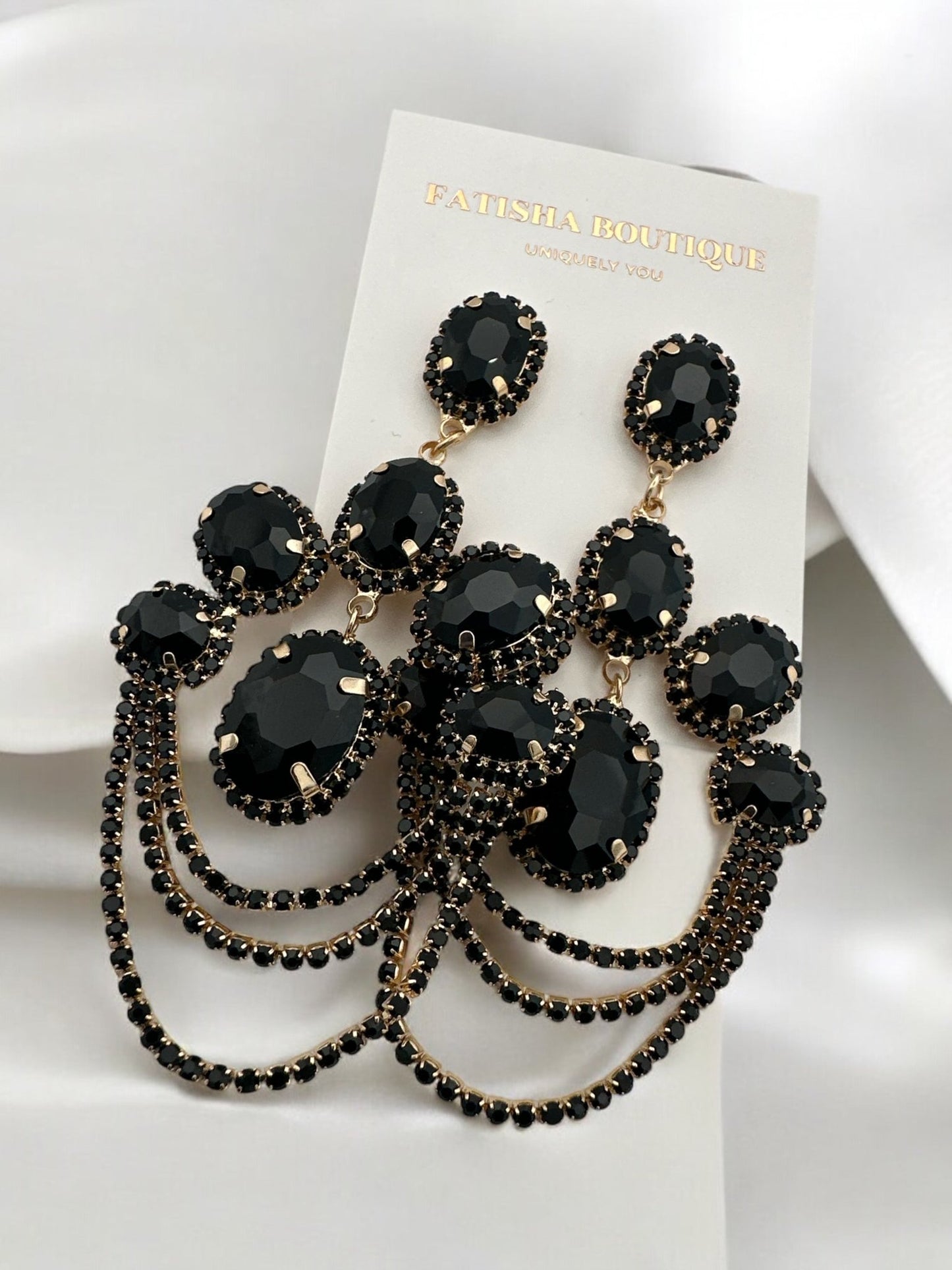 Elegant Luxurious Diamante Rhinestone Sparkle Tassels Statement Earrings - Fatisha Boutique