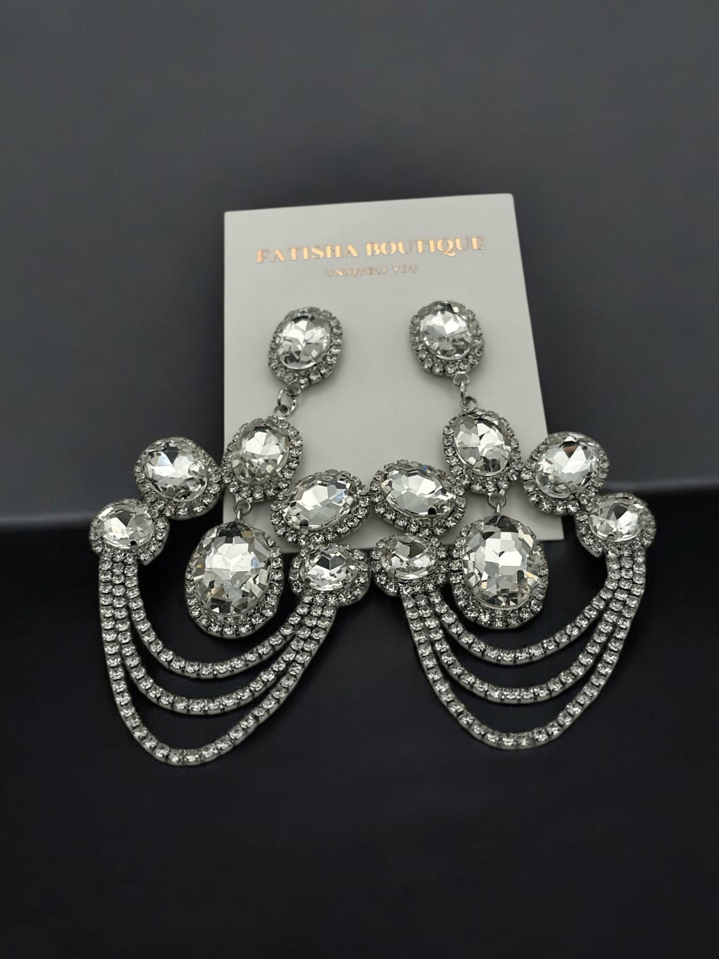 Elegant Luxurious Diamante Rhinestone Sparkle Tassels Statement Earrings - Fatisha Boutique