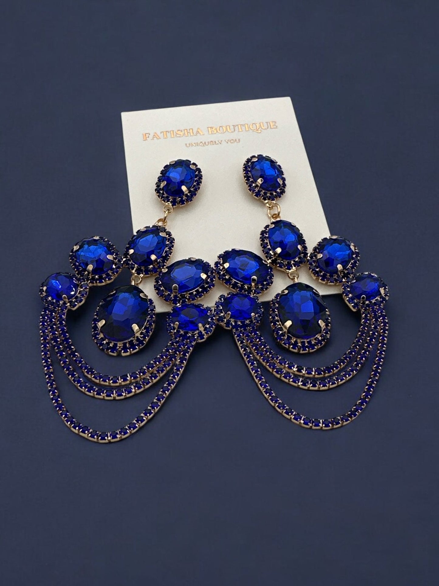 Elegant Luxurious Diamante Rhinestone Sparkle Tassels Statement Earrings - Fatisha Boutique