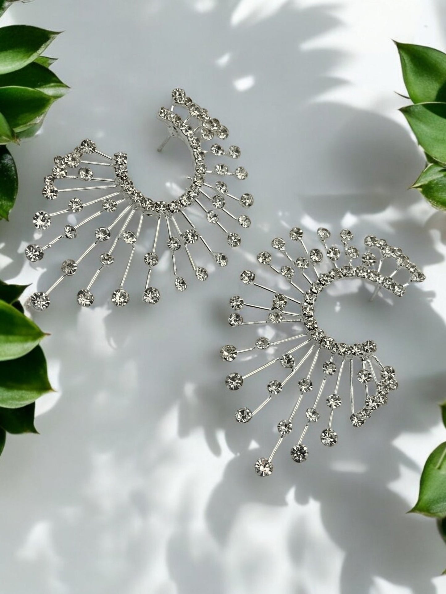 Elegant Oversized Spiked Rhinestone Designed Stud Statement Earrings - Fatisha Boutique