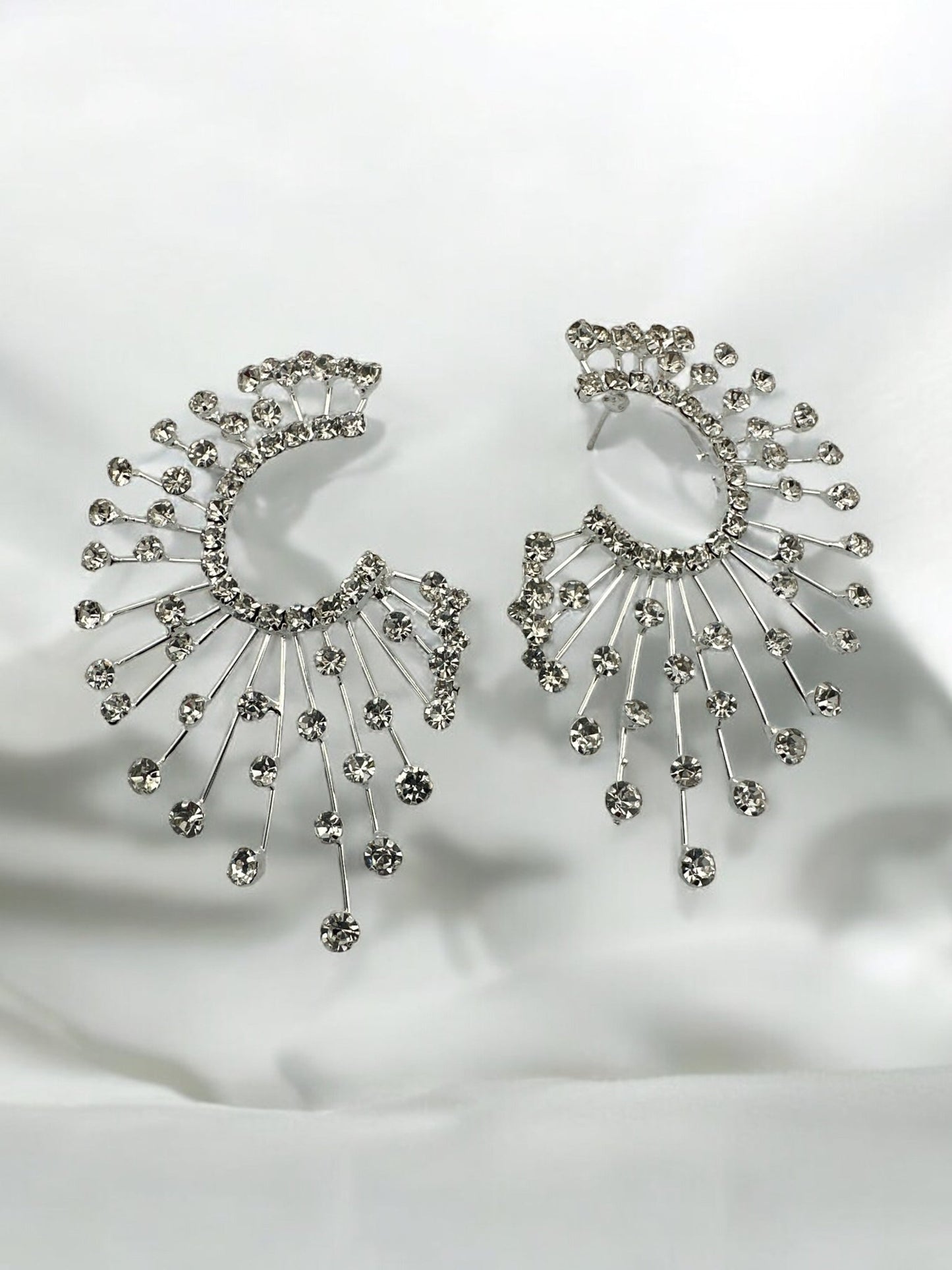 Elegant Oversized Spiked Rhinestone Designed Stud Statement Earrings - Fatisha Boutique