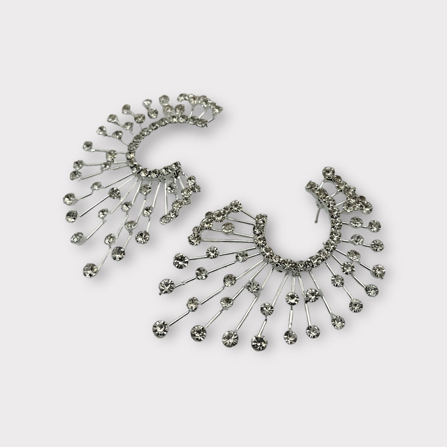 Elegant Oversized Spiked Rhinestone Designed Stud Statement Earrings - Fatisha Boutique