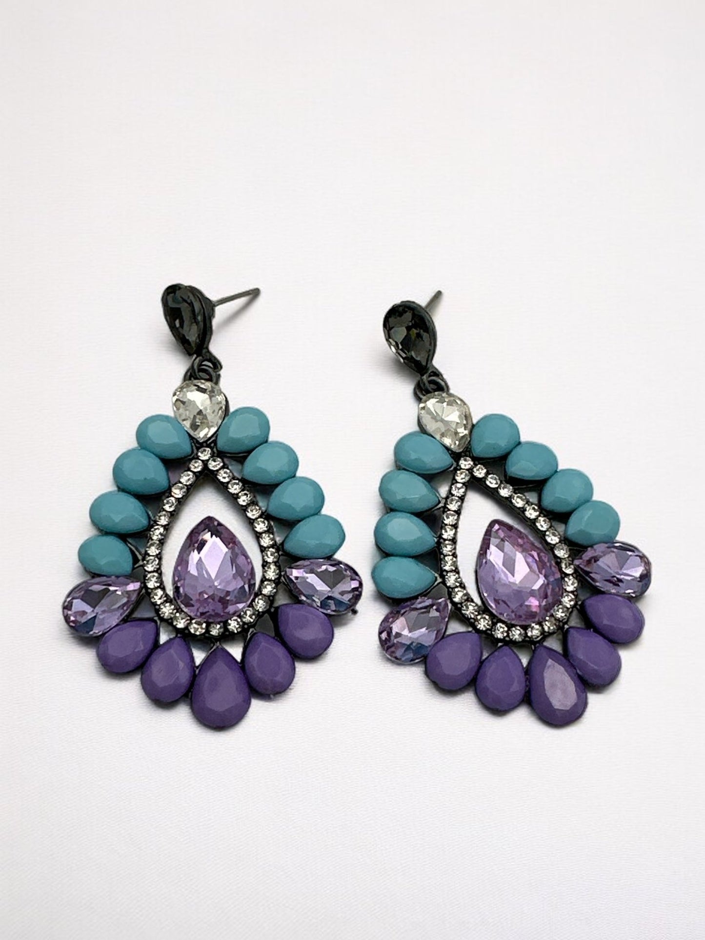 Elegant Resin Diamante Rhinestone Teardrop Stud Dangle Statement Earrings - Fatisha Boutique