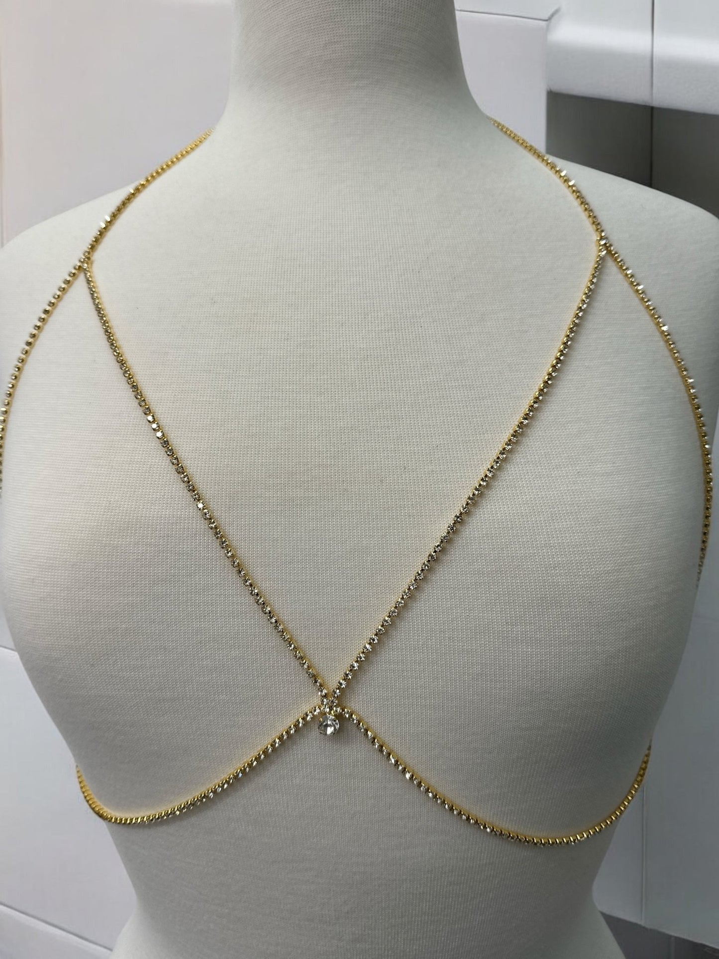 Elegant Rhinestone Body Chain Jewellery – Gold & Silver Variants - Fatisha Boutique