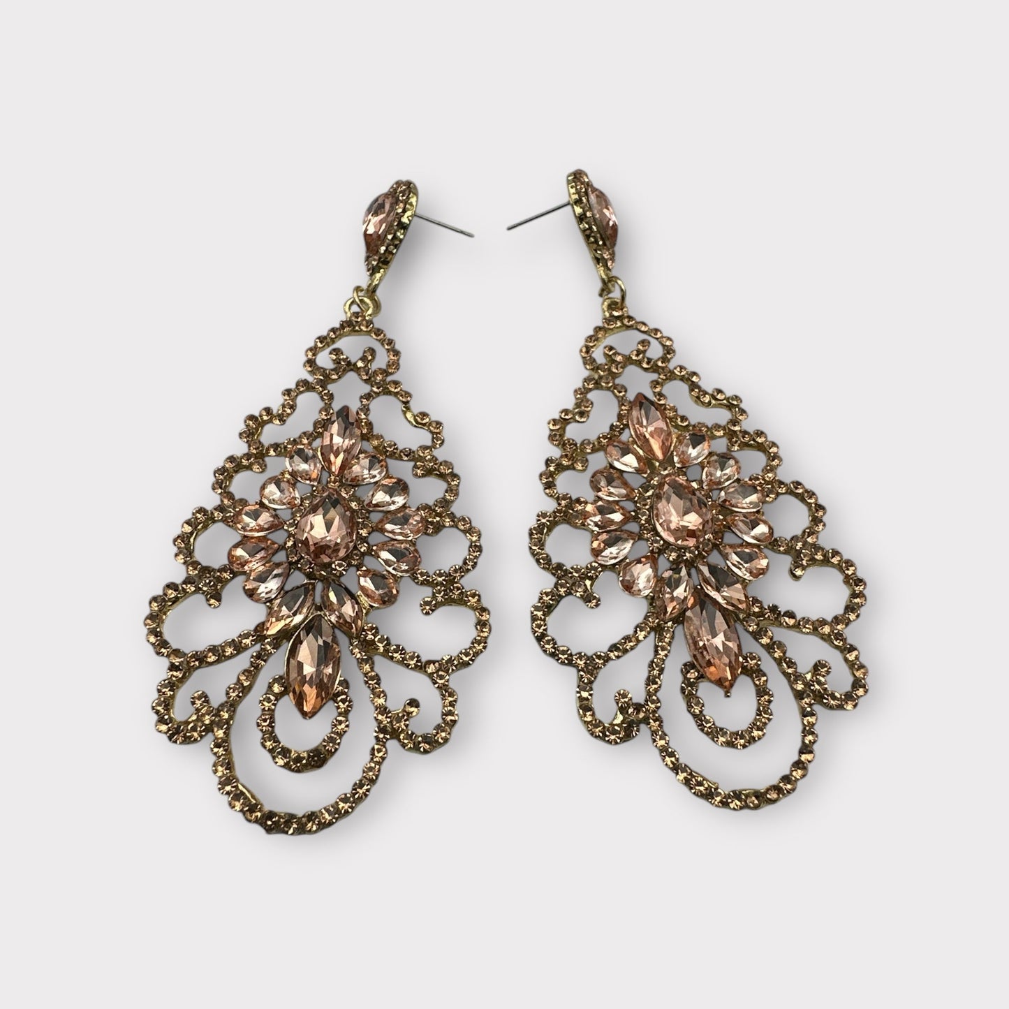 Elegant Rhinestone Chandelier Earrings – Vintage Teardrop Dangle Statement Jewellery for Weddings, Parties & Special Occasions - Fatisha Boutique