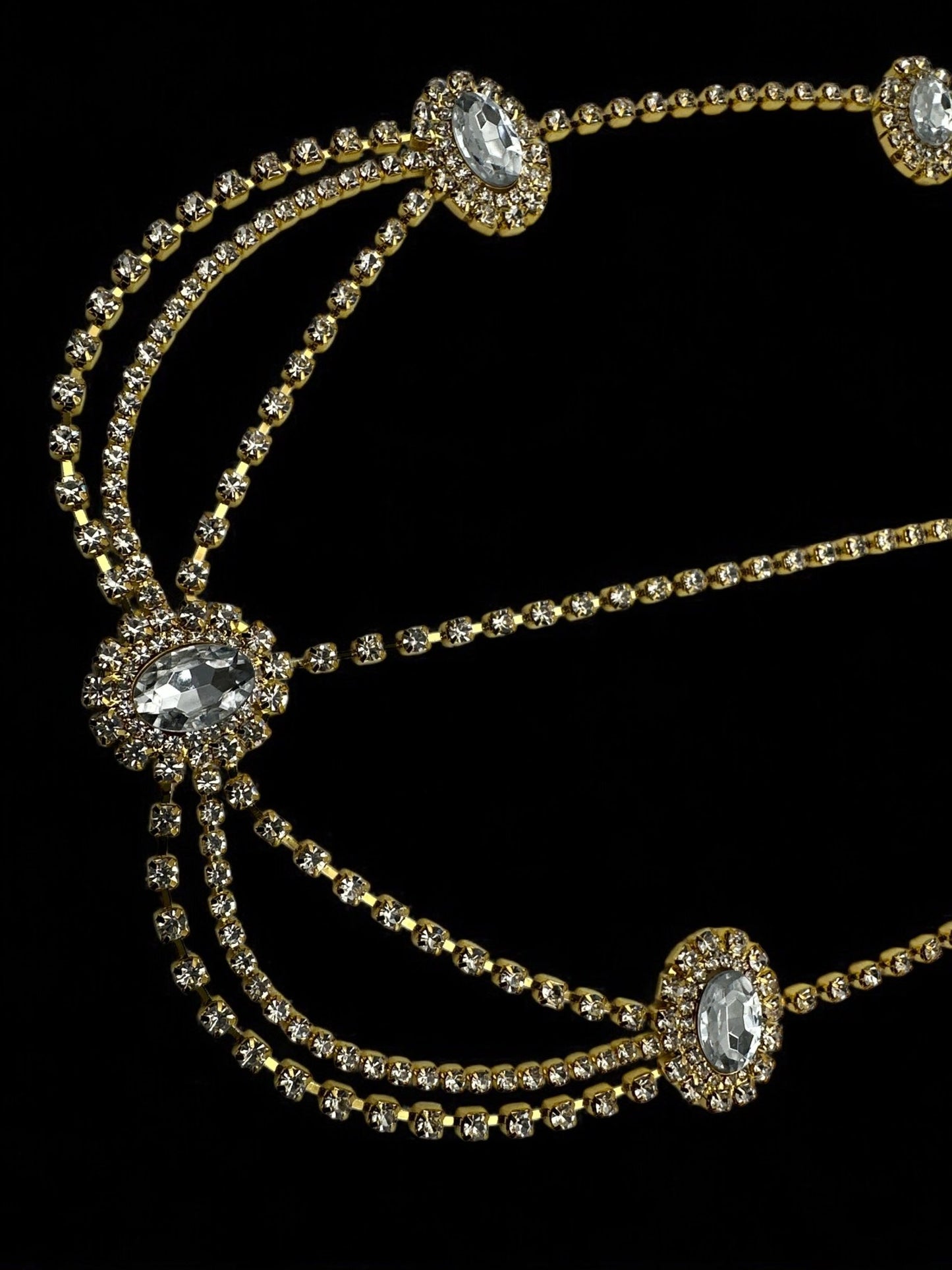 Elegant Rhinestone Multi - layered Tassels Bridal Headpiece - Fatisha Boutique