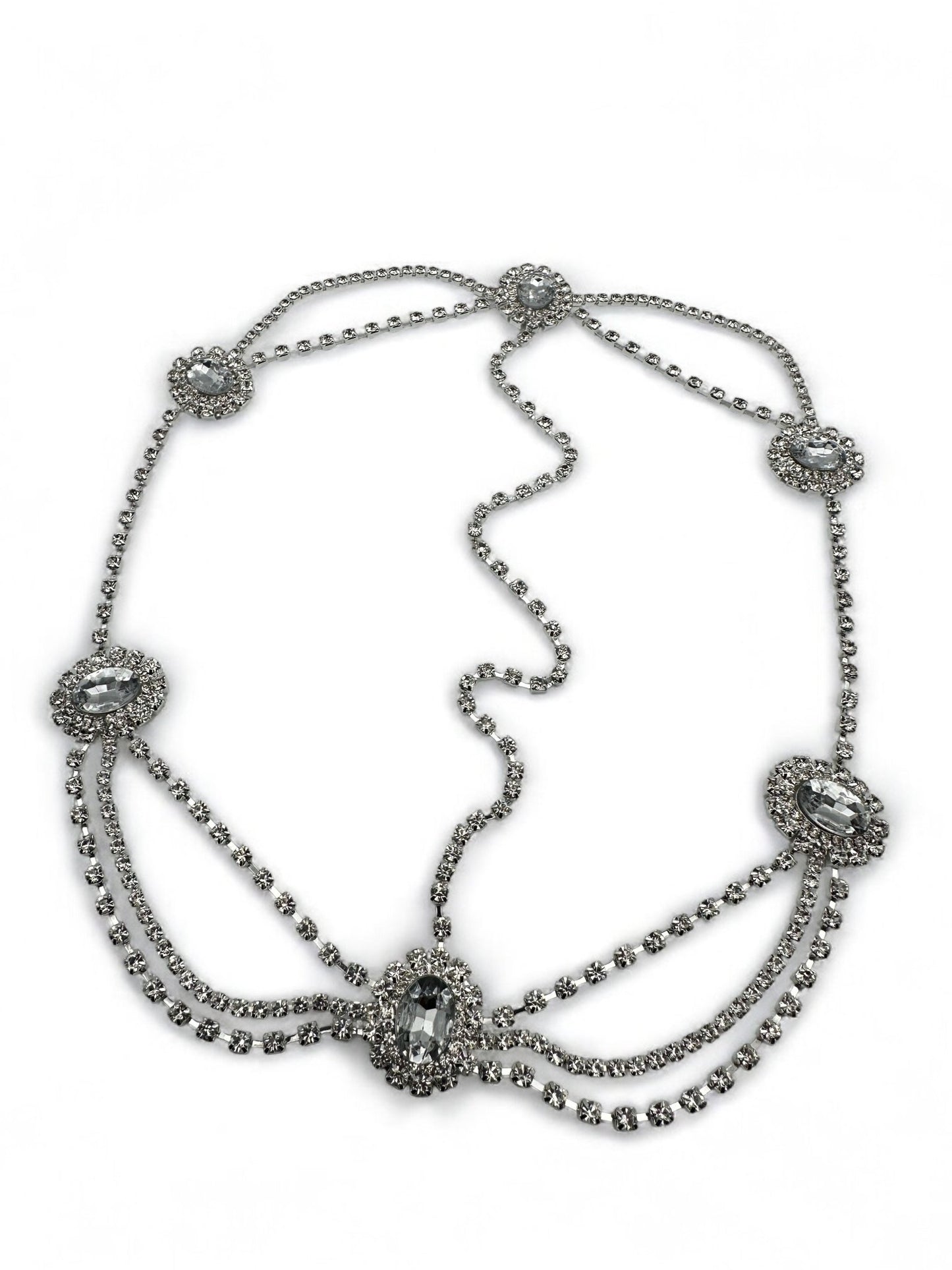 Elegant Rhinestone Multi - layered Tassels Bridal Headpiece - Fatisha Boutique
