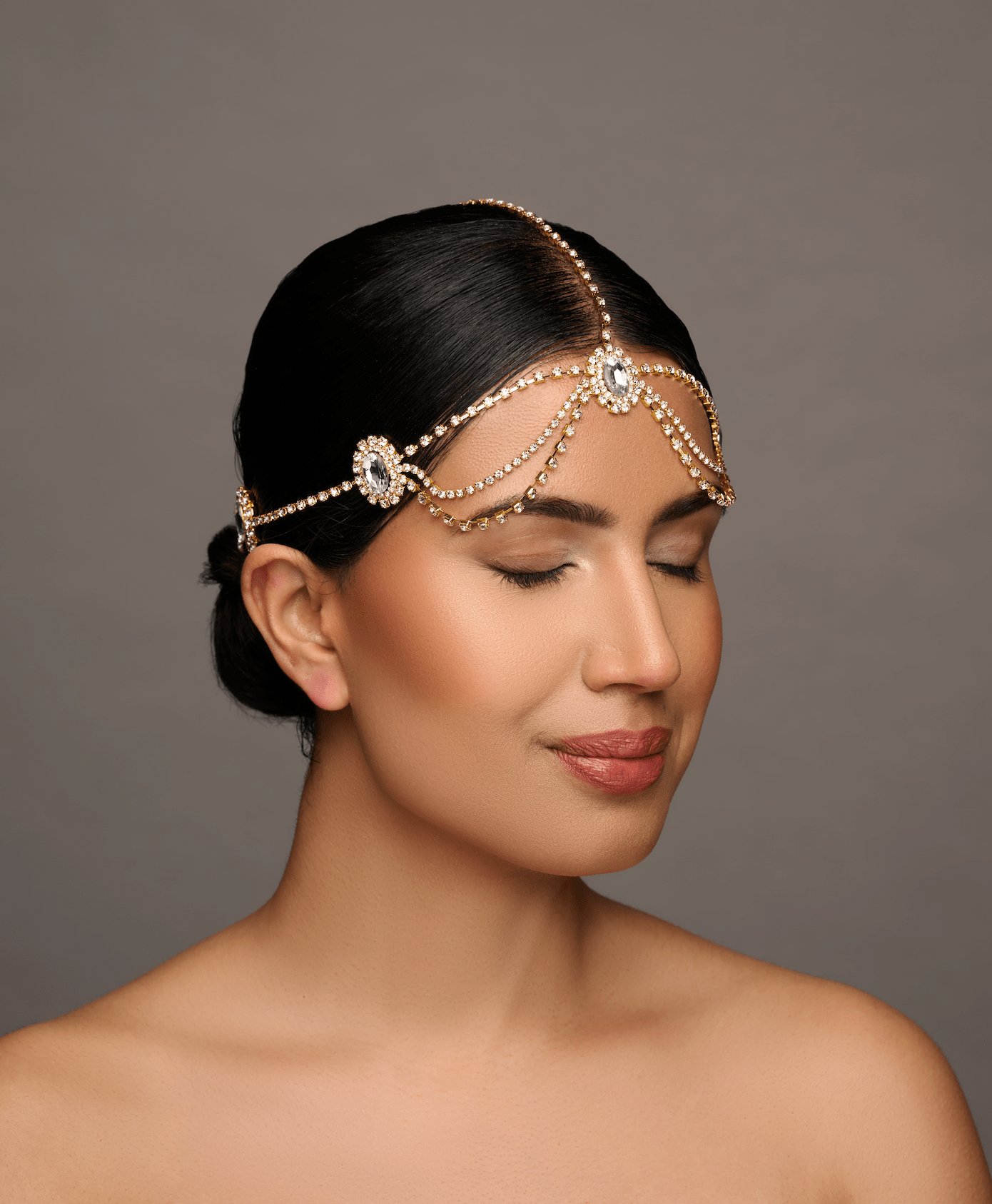 Elegant Rhinestone Multi - layered Tassels Bridal Headpiece - Fatisha Boutique