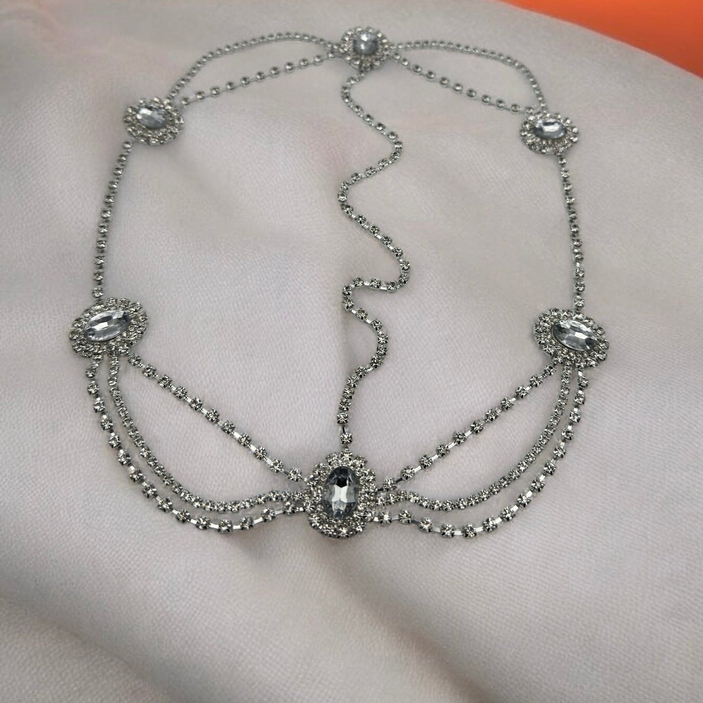 Elegant Rhinestone Multi - layered Tassels Bridal Headpiece - Fatisha Boutique