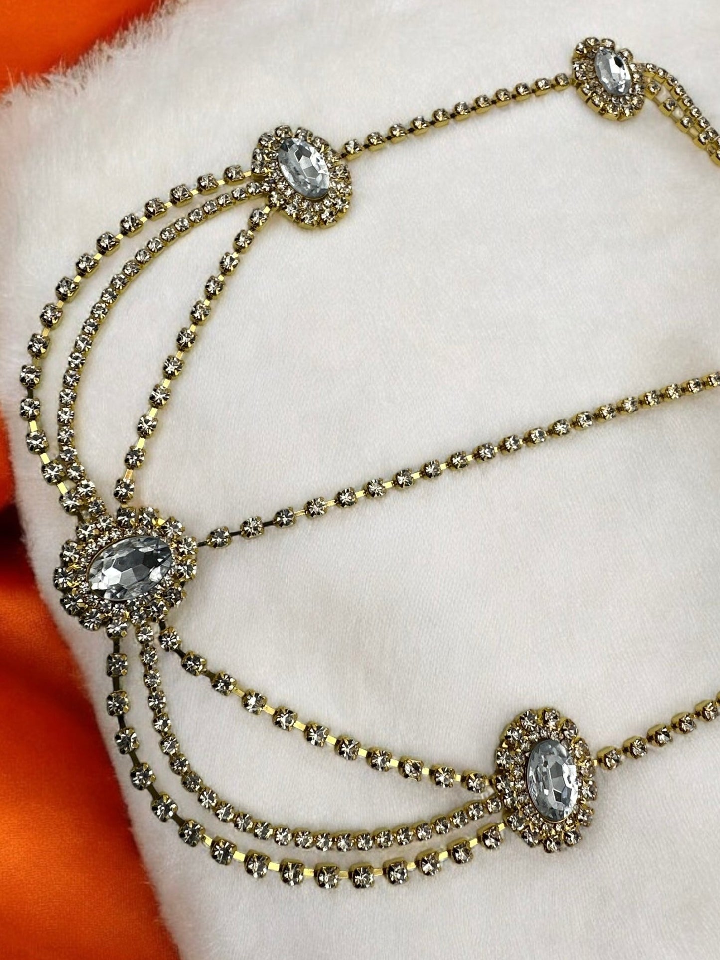 Elegant Rhinestone Multi - layered Tassels Bridal Headpiece - Fatisha Boutique