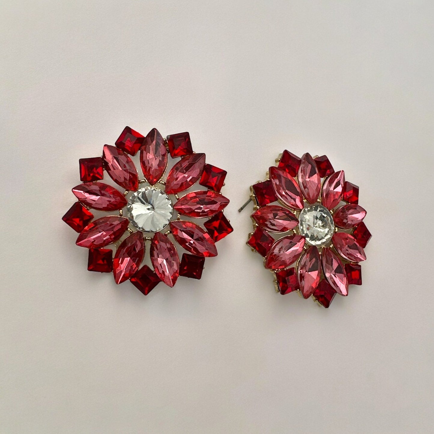 Elegant Rhinestones Flower Designed Statement Stud Earrings - Fatisha Boutique