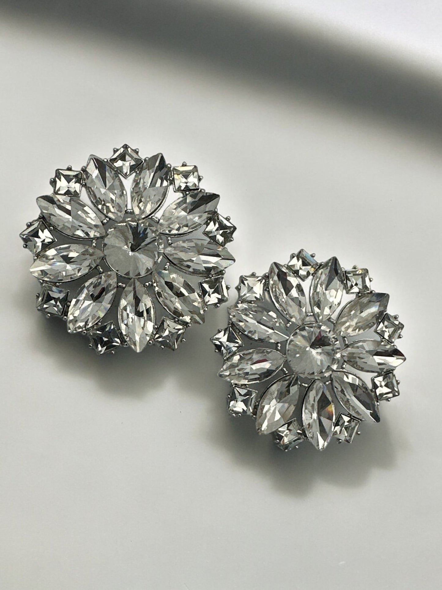 Elegant Rhinestones Flower Designed Statement Stud Earrings - Fatisha Boutique