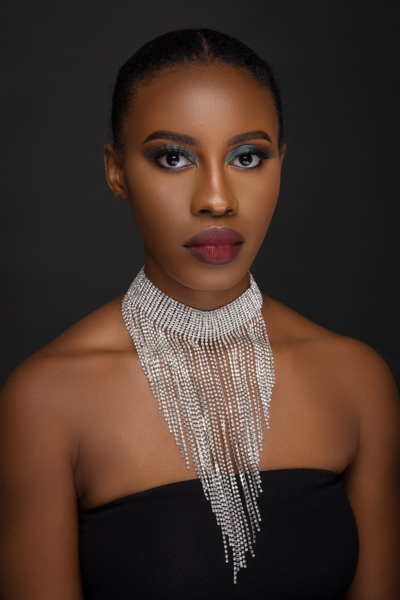 Elegant Rhinestones Sparkling Crystal Long Tassels Choker Necklace - Fatisha Boutique