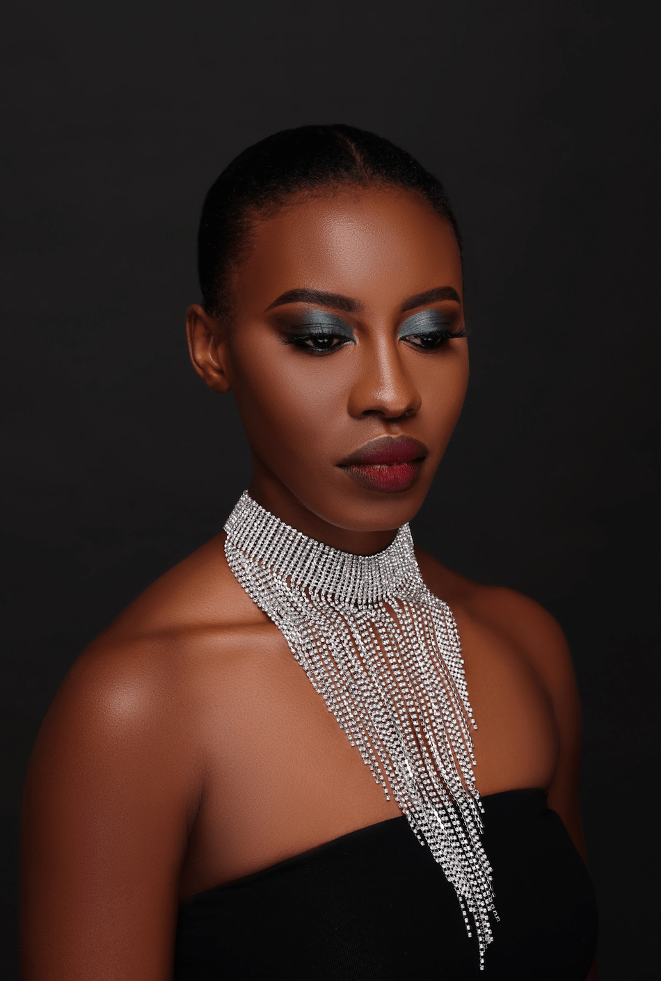 Elegant Rhinestones Sparkling Crystal Long Tassels Choker Necklace - Fatisha Boutique