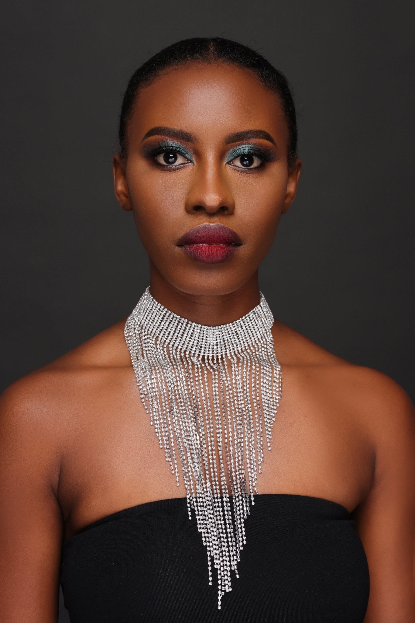 Elegant Rhinestones Sparkling Crystal Long Tassels Choker Necklace - Fatisha Boutique