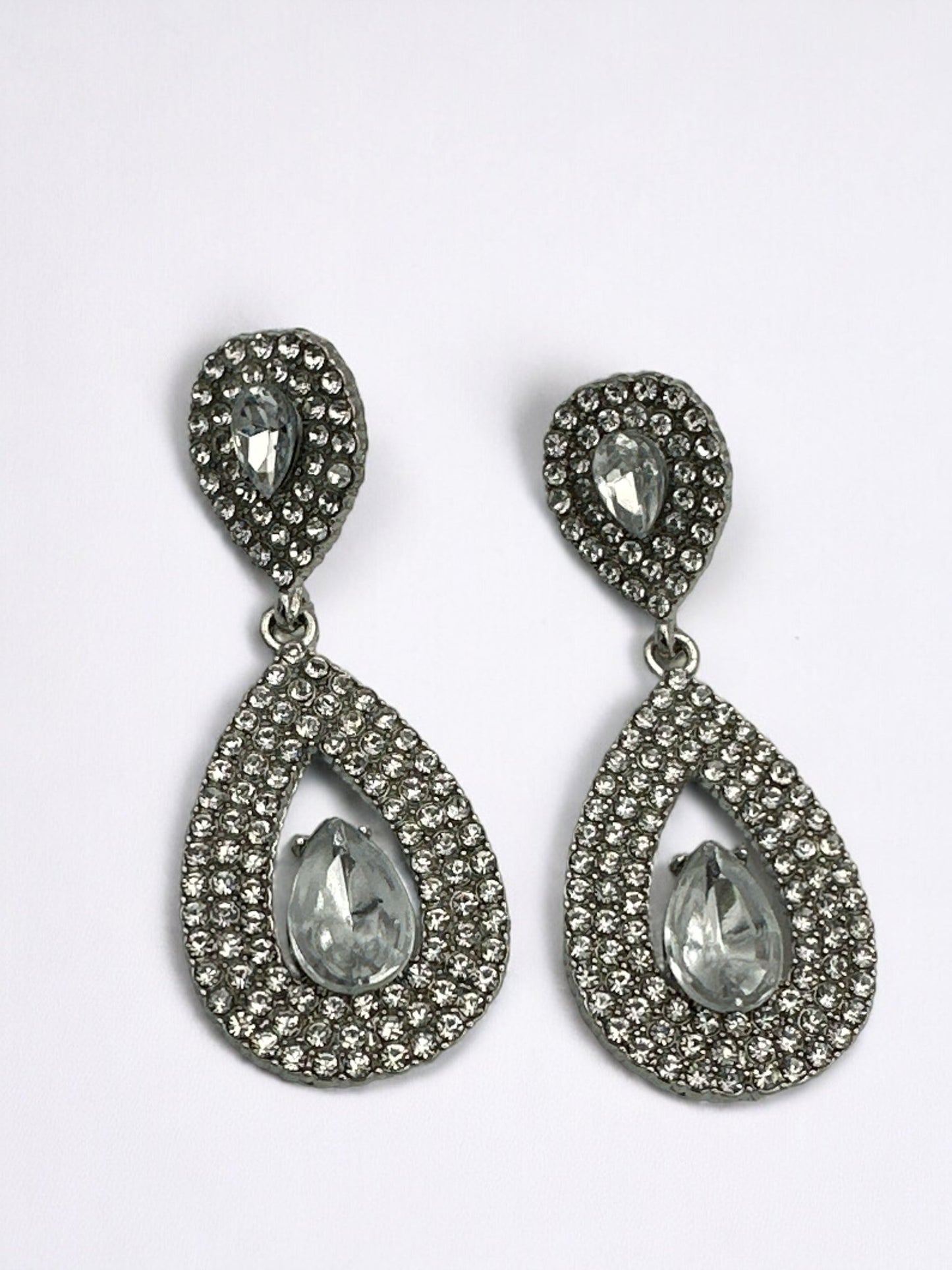 Elegant Sparkle Diamante Rhinestone Teardrop Dangle Stud Earrings - Fatisha Boutique