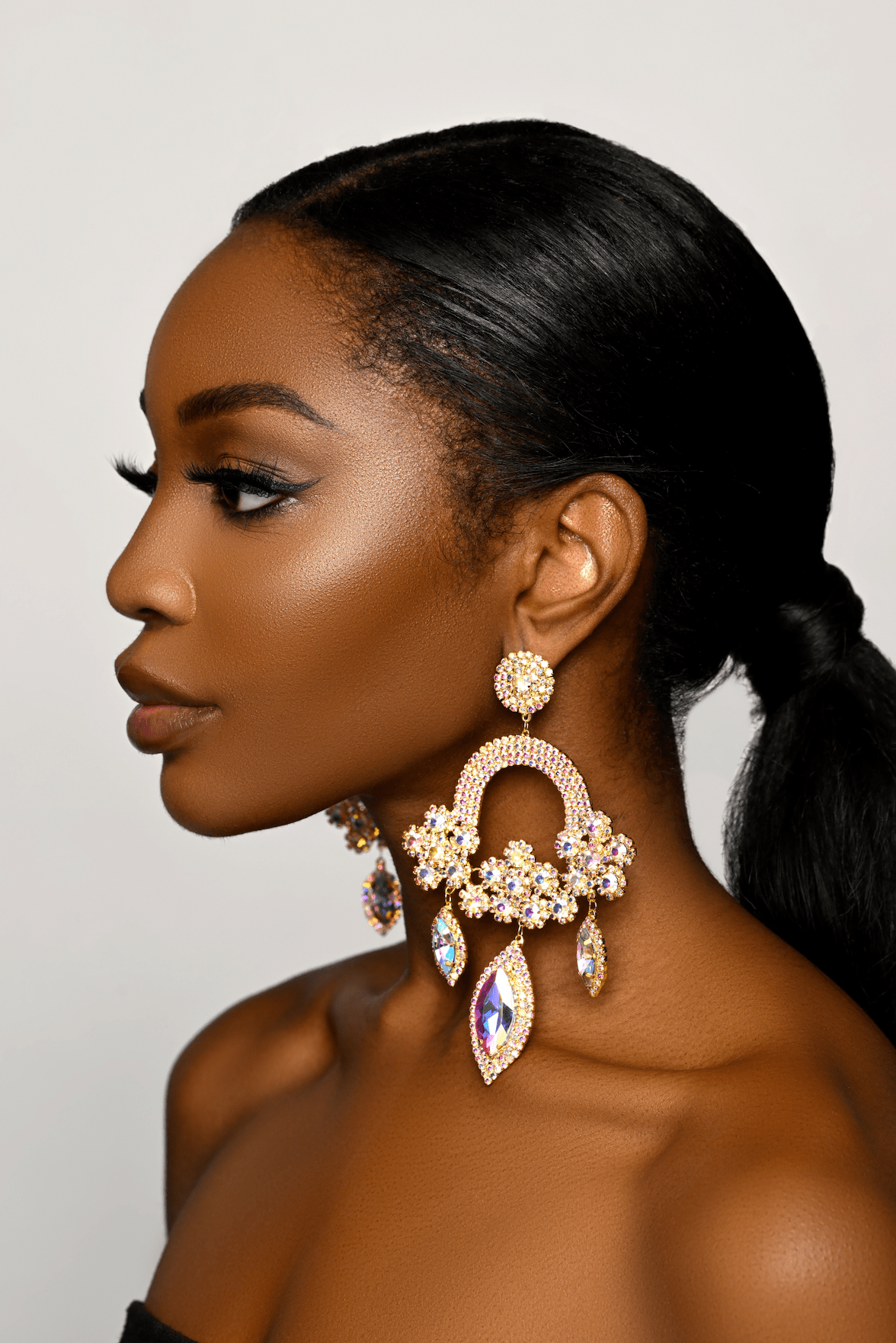 Elegant Statement Gemstones Crystal Diamante Rhinestone Long Tassel Earrings - Fatisha Boutique