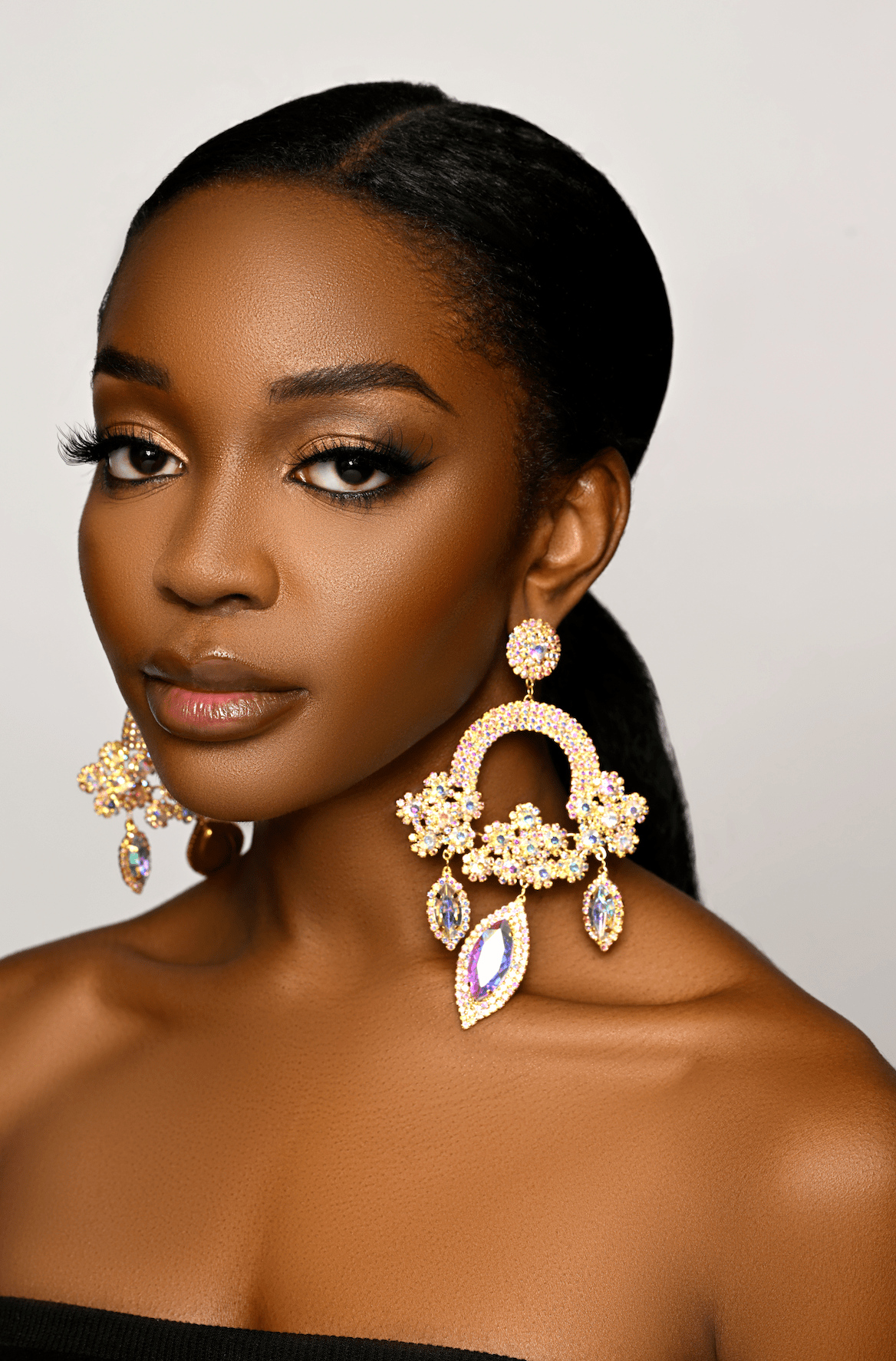 Elegant Statement Gemstones Crystal Diamante Rhinestone Long Tassel Earrings - Fatisha Boutique
