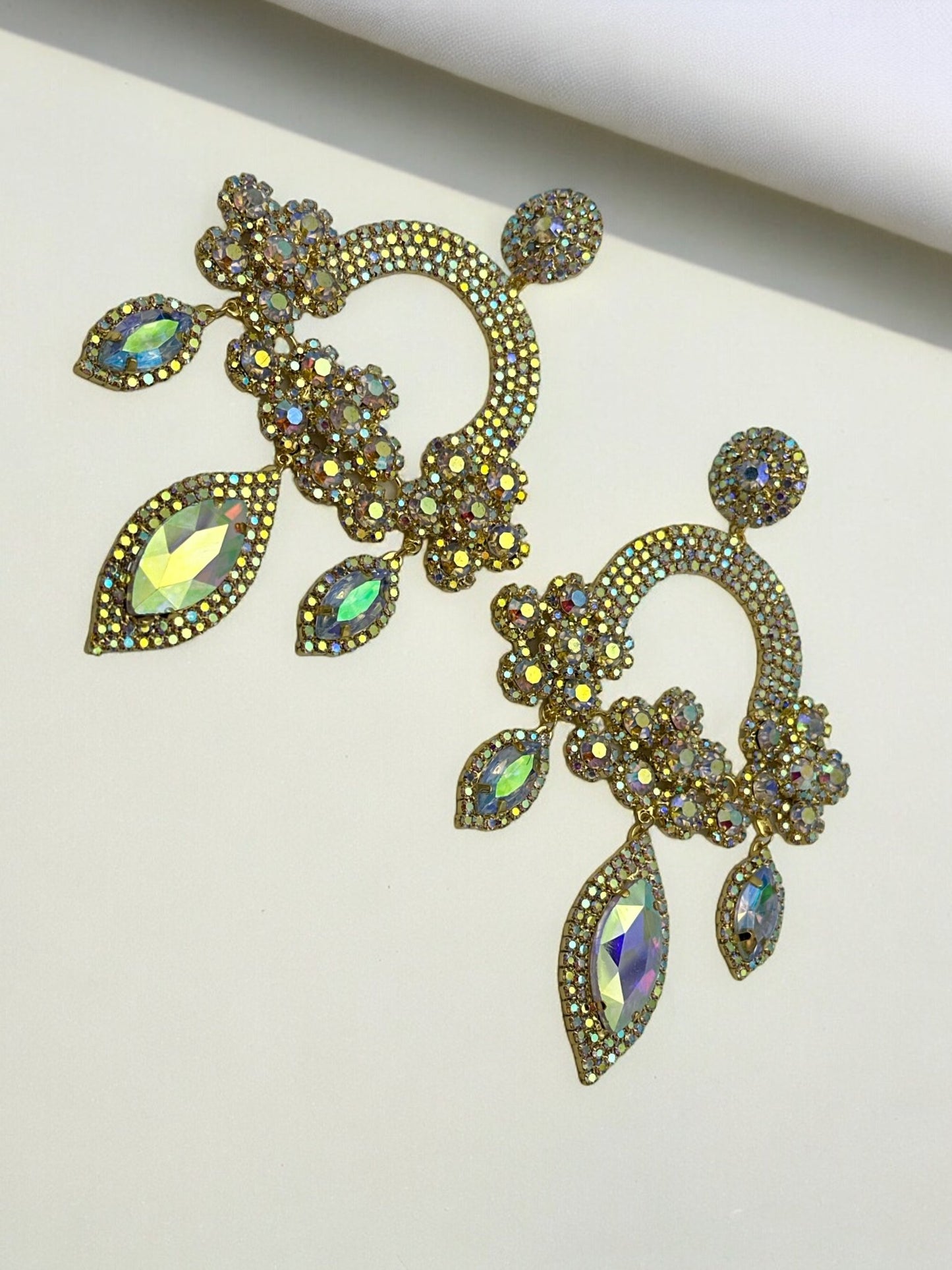 Elegant Statement Gemstones Crystal Diamante Rhinestone Long Tassel Earrings - Fatisha Boutique