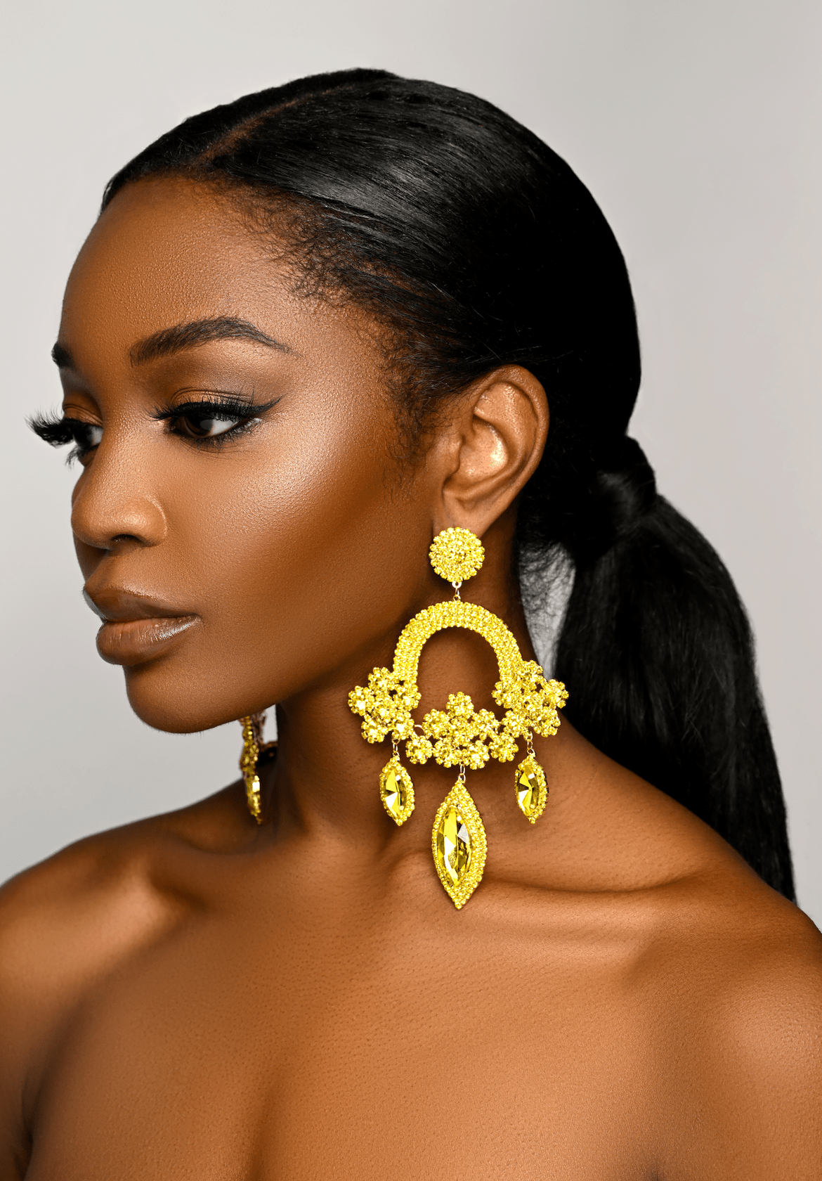 Elegant Statement Gemstones Crystal Diamante Rhinestone Long Tassel Earrings - Fatisha Boutique