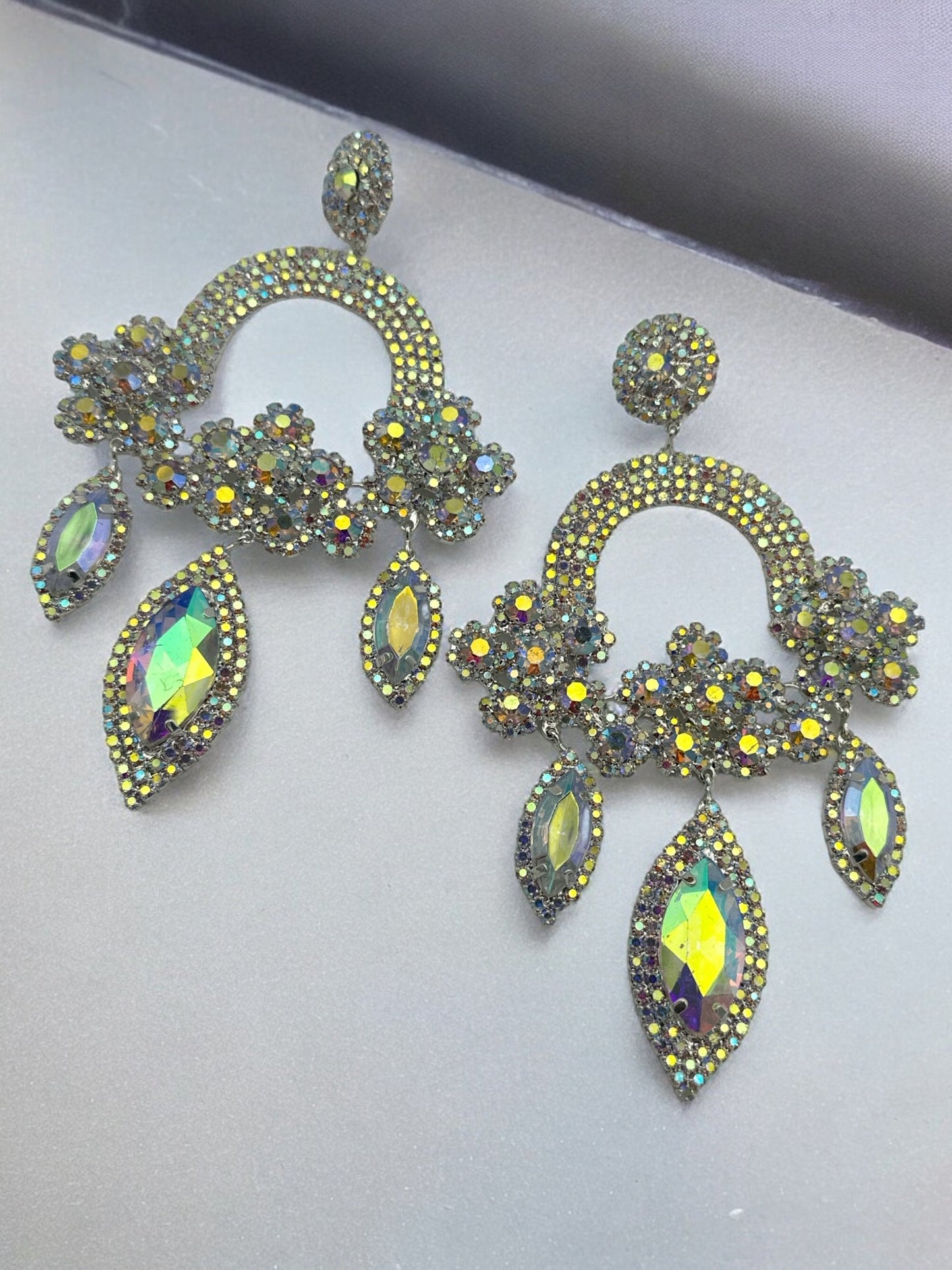 Elegant Statement Gemstones Crystal Diamante Rhinestone Long Tassel Earrings - Fatisha Boutique
