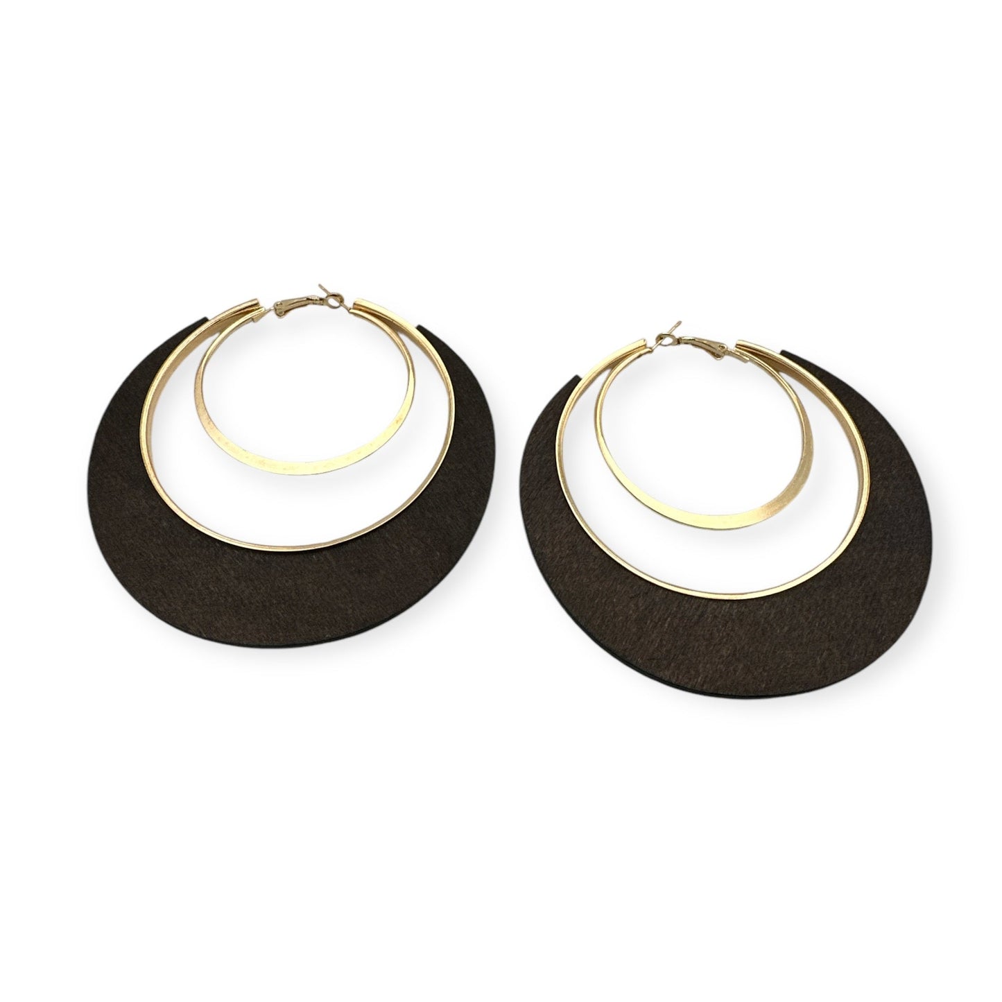 Ethnic Wooden Hoop Earrings – Minimalist Wood and Metal Statement Jewellery - Fatisha Boutique
