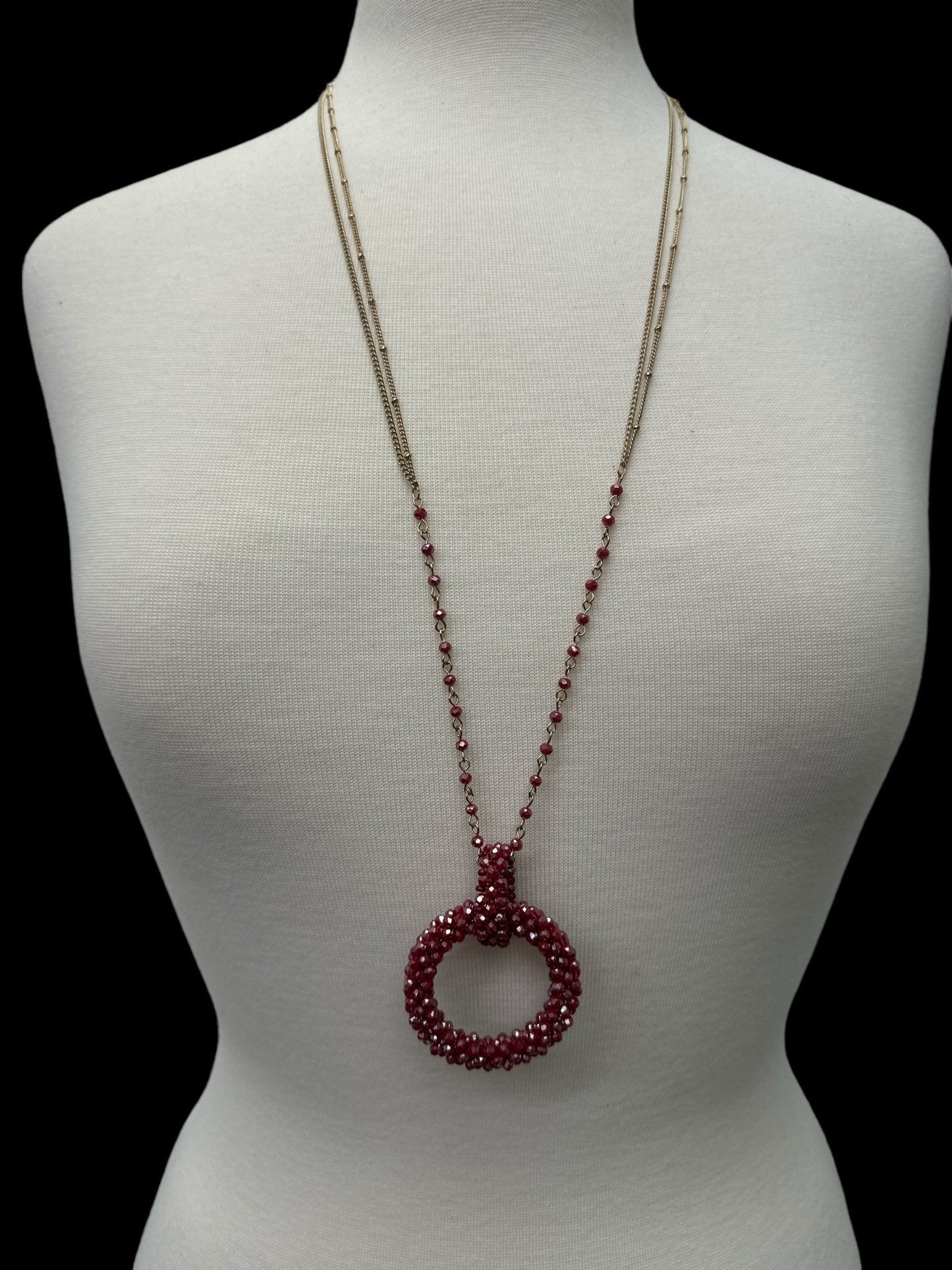 Extra Long Bohemian Pink Beaded Glass Beads Pendant Necklace - Fatisha Boutique