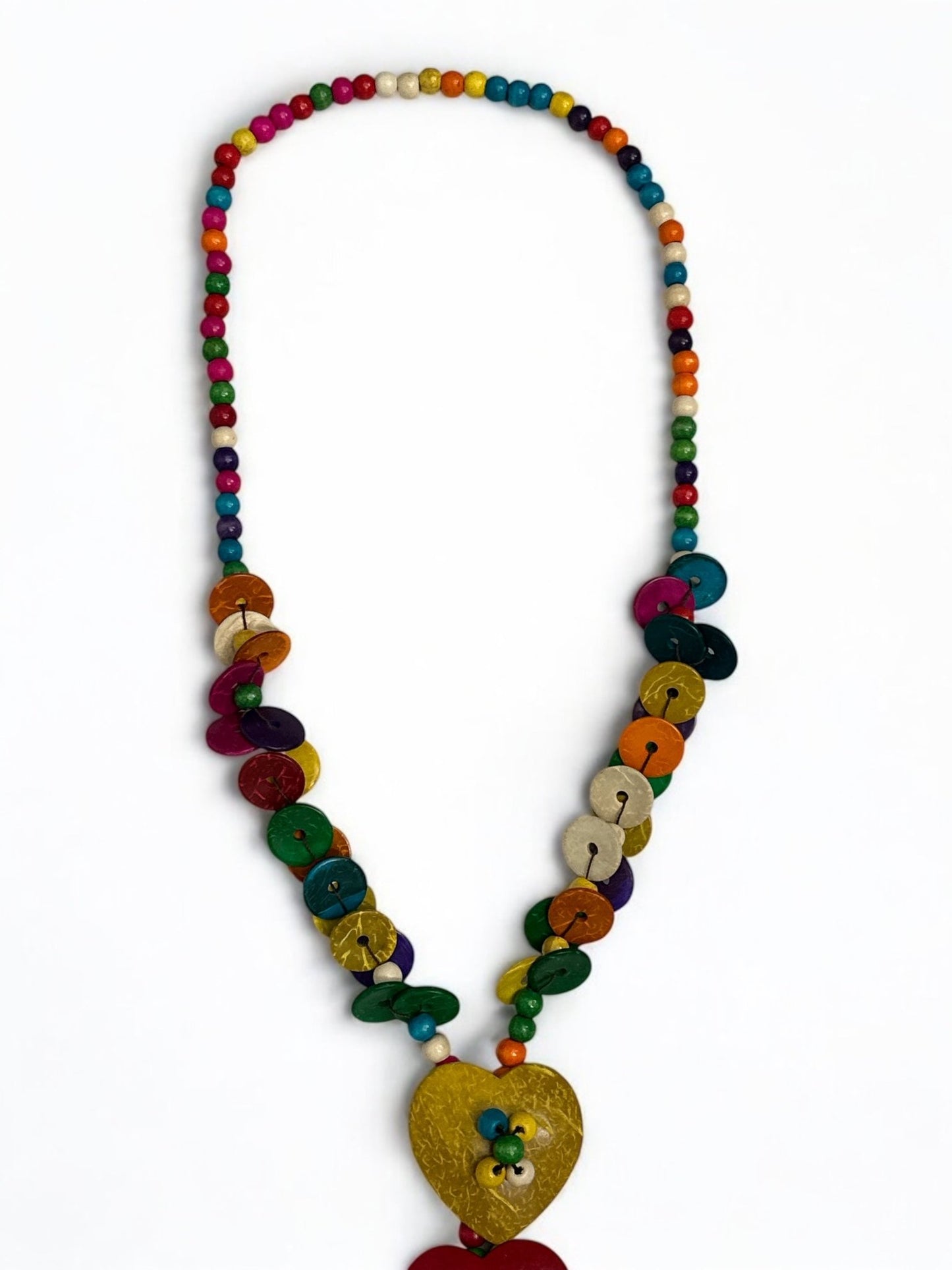 Extra Long Boho Coconut Shell Necklace – Handmade Multicolour Statement Ethnic Jewellery - Fatisha Boutique
