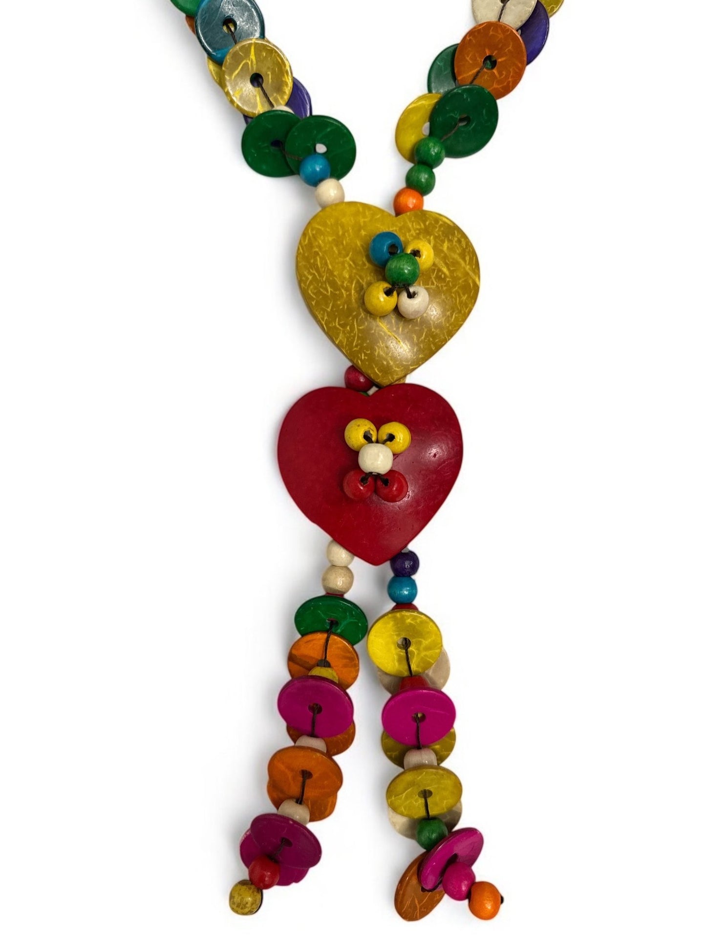 Extra Long Boho Coconut Shell Necklace – Handmade Multicolour Statement Ethnic Jewellery - Fatisha Boutique