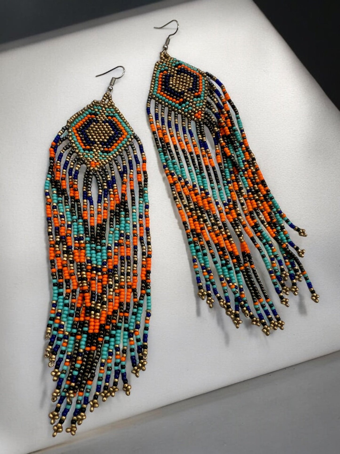 Extra Long Elegant Authentic African Tribal Ethnic Native Dangle Earrings - Fatisha Boutique