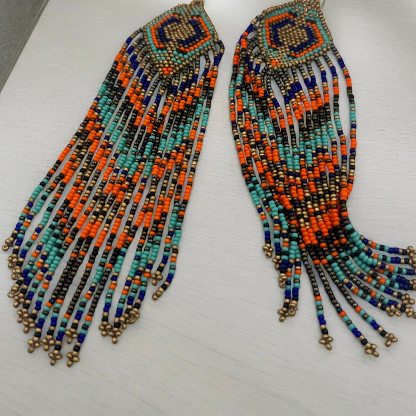 Extra Long Elegant Authentic African Tribal Ethnic Native Dangle Earrings - Fatisha Boutique