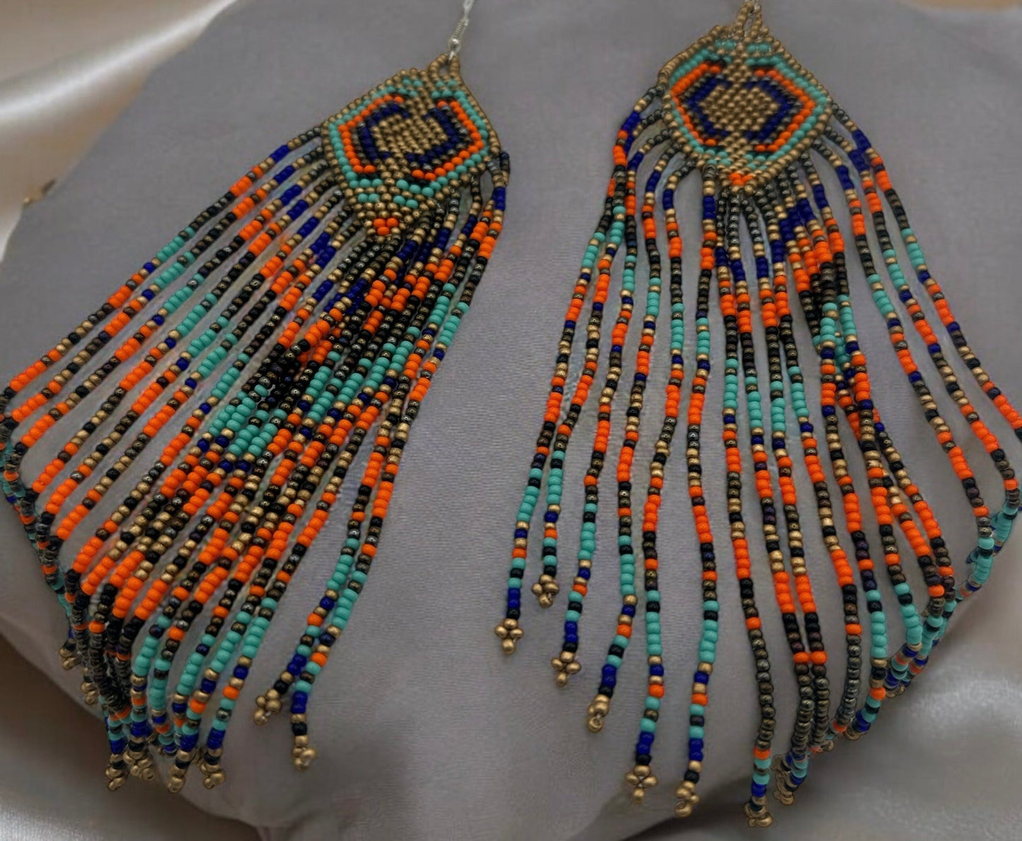 Extra Long Elegant Authentic African Tribal Ethnic Native Dangle Earrings - Fatisha Boutique