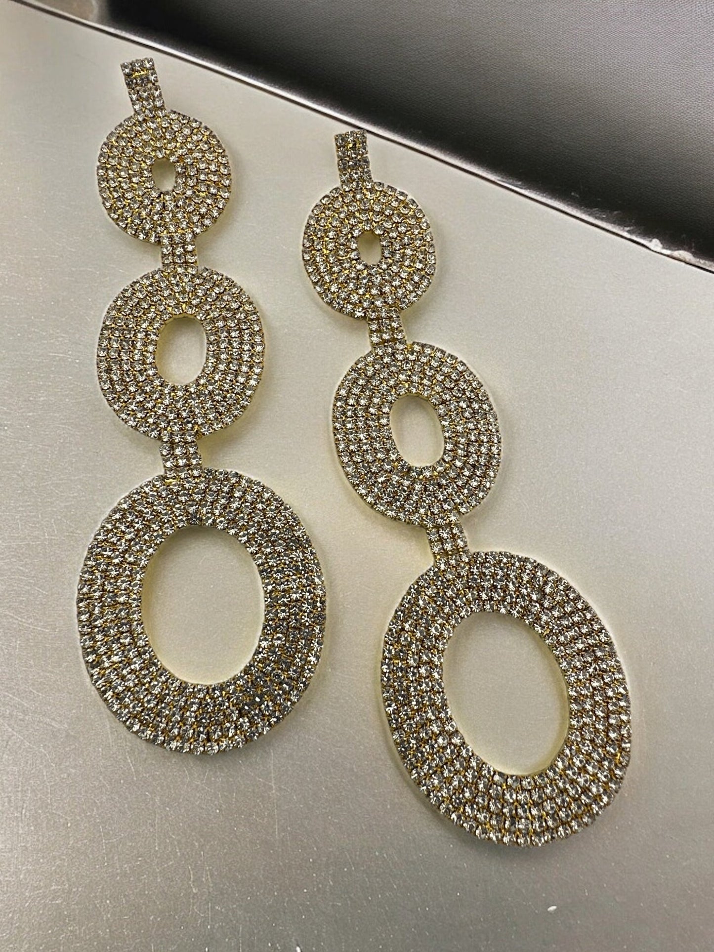 Extra Long Elegant Diamante Rhinestone Teardrop Dangle Statement Earrings - Fatisha Boutique