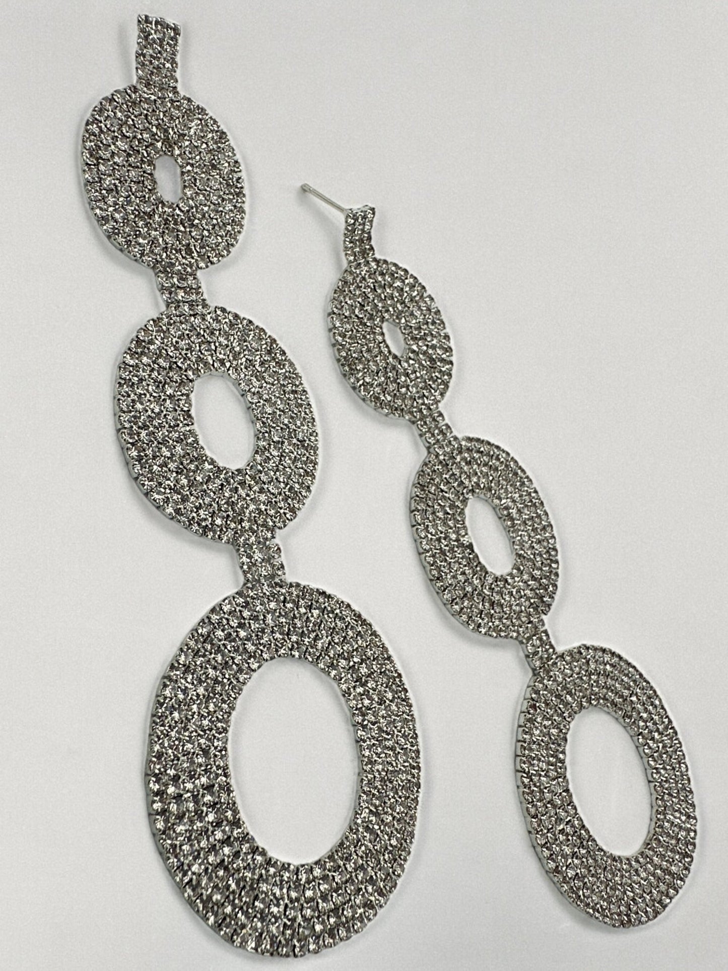 Extra Long Elegant Diamante Rhinestone Teardrop Dangle Statement Earrings - Fatisha Boutique