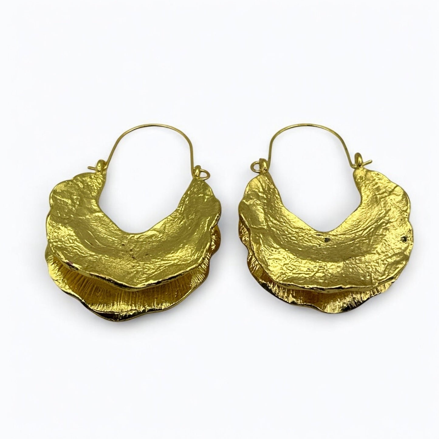 Fulani Style Dangle Brass Earrings – Handcrafted Tribal Hoops - Fatisha Boutique